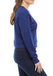 Womens Long Sleeve Crew Neck Waffle Pullover Top