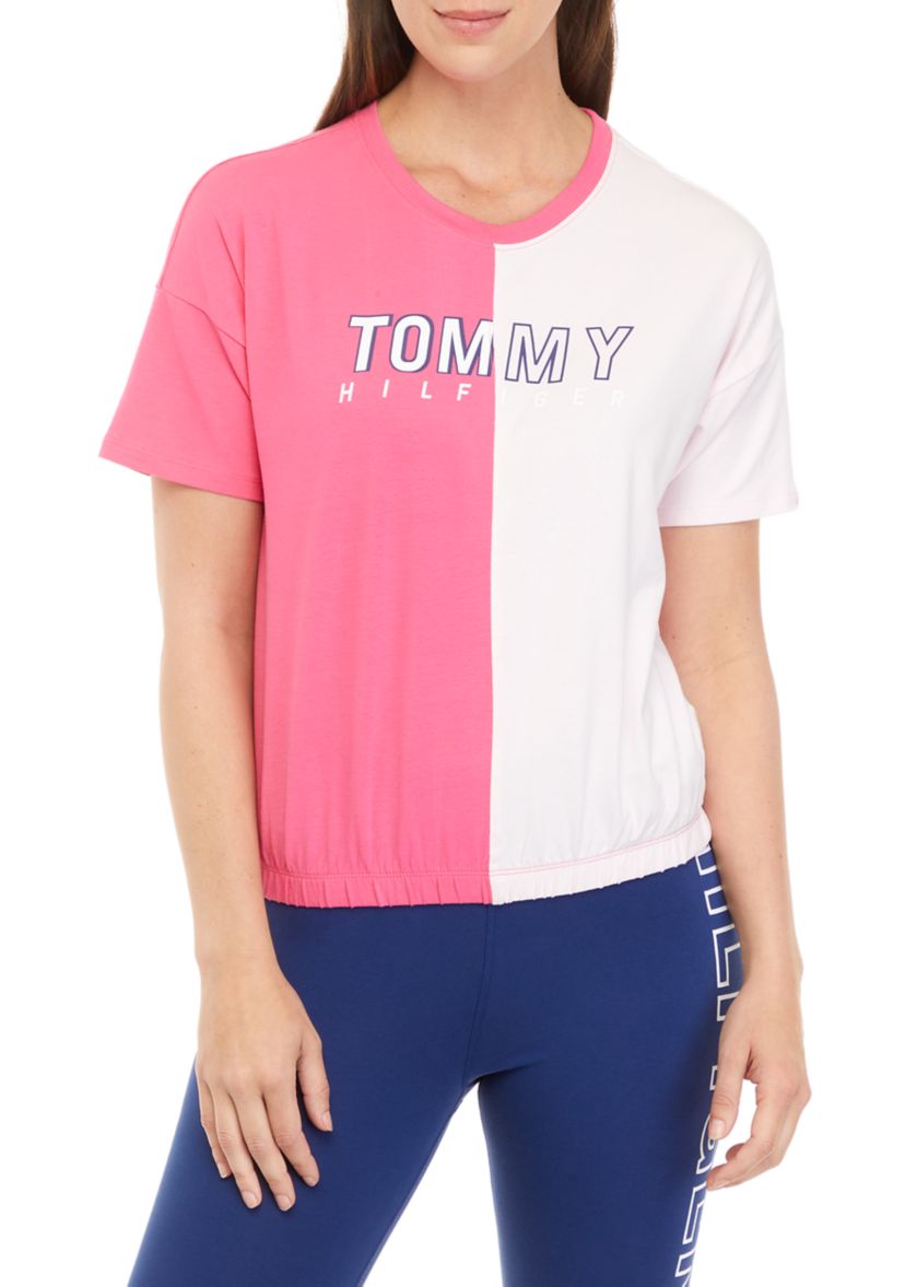 Color Block Cropped Graphic T-Shirt 