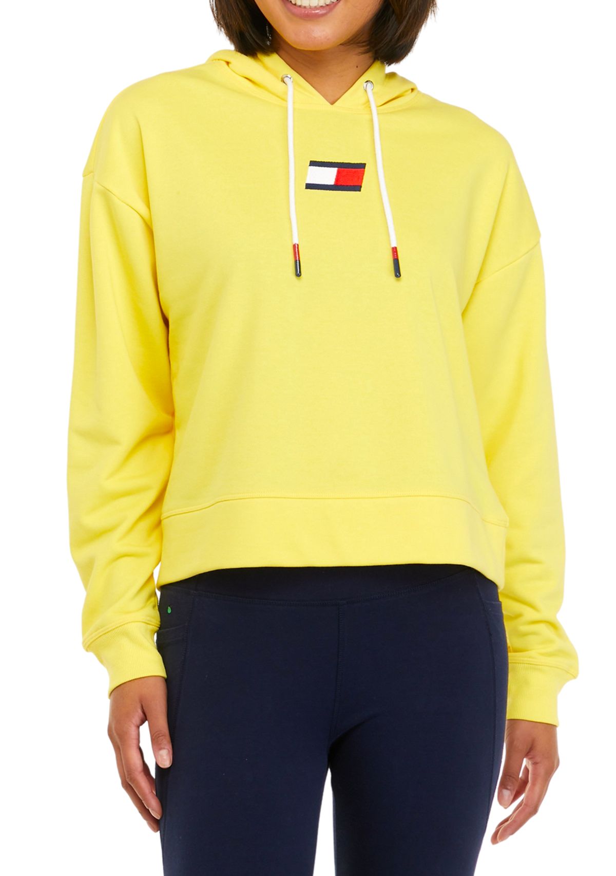 Womens Dropped Shoulder Flag Logo Hoodie