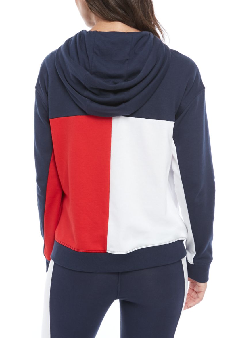Womens Color Block Zip Up Hoodie