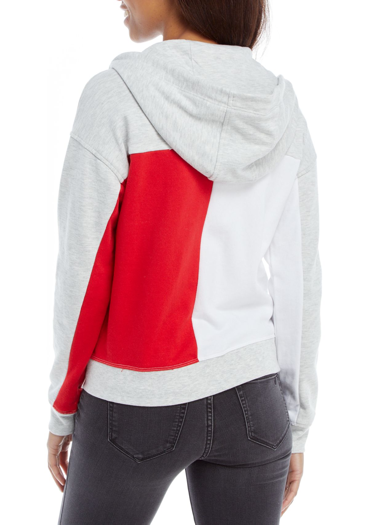 Womens Color Block Zip Up Hoodie 