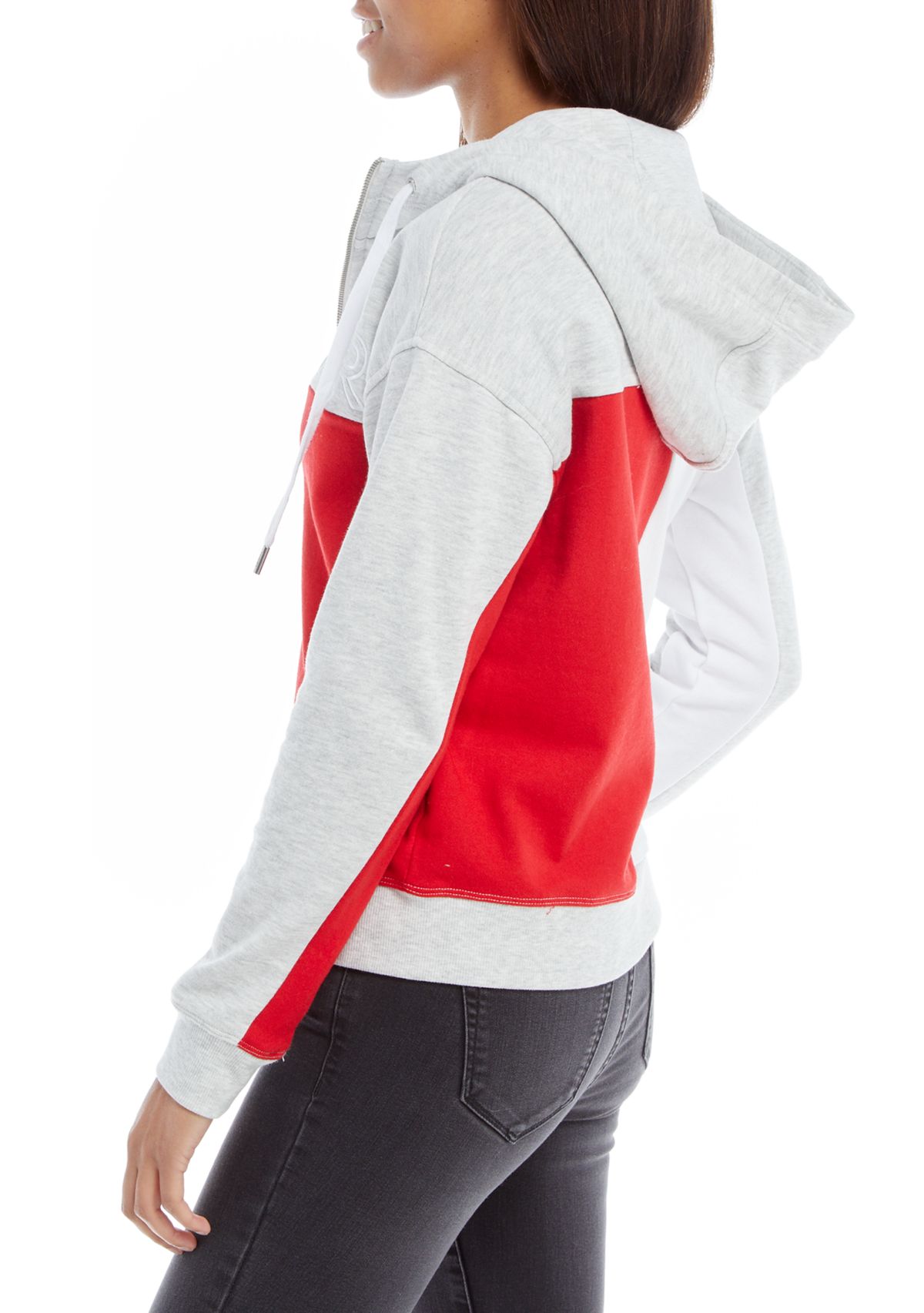 Womens Color Block Zip Up Hoodie 