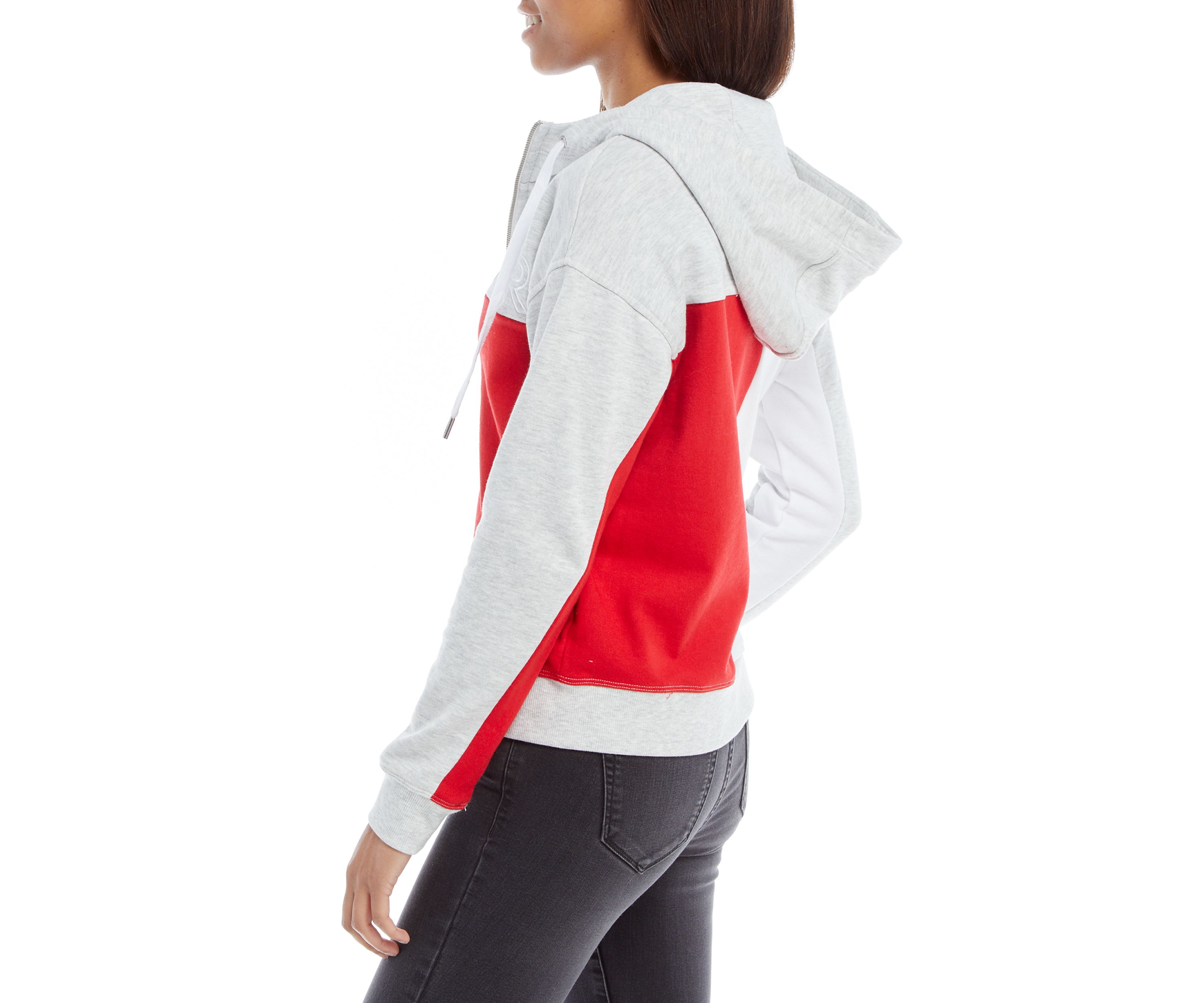 Womens Color Block Zip Up Hoodie 