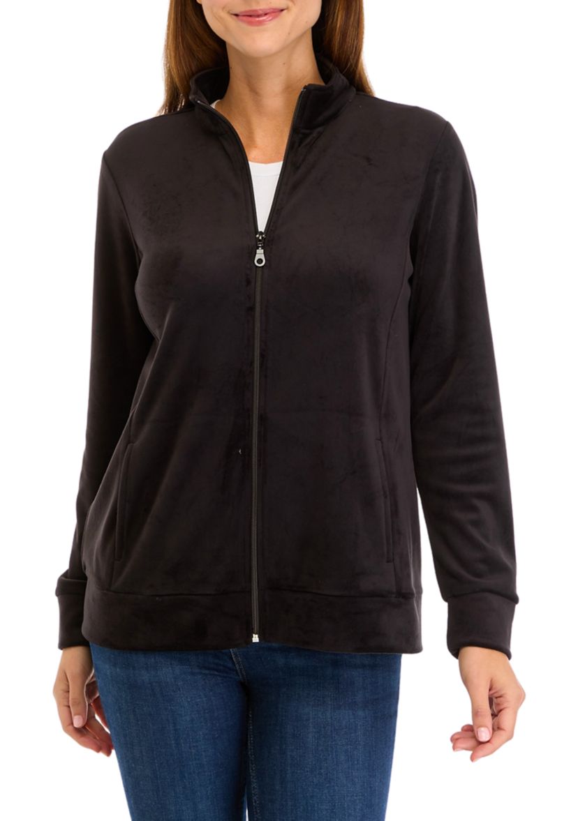 Womens Velour Zip Jacket