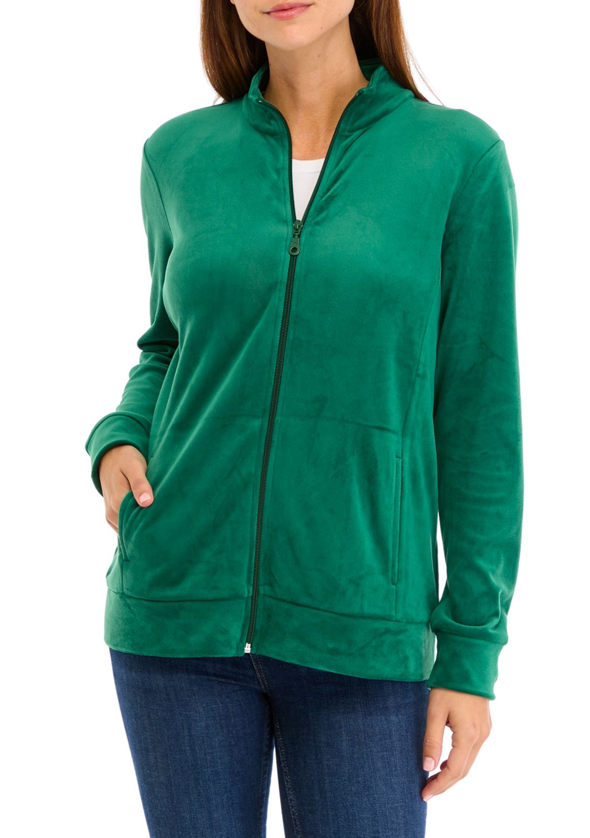 Womens Velour Zip Jacket