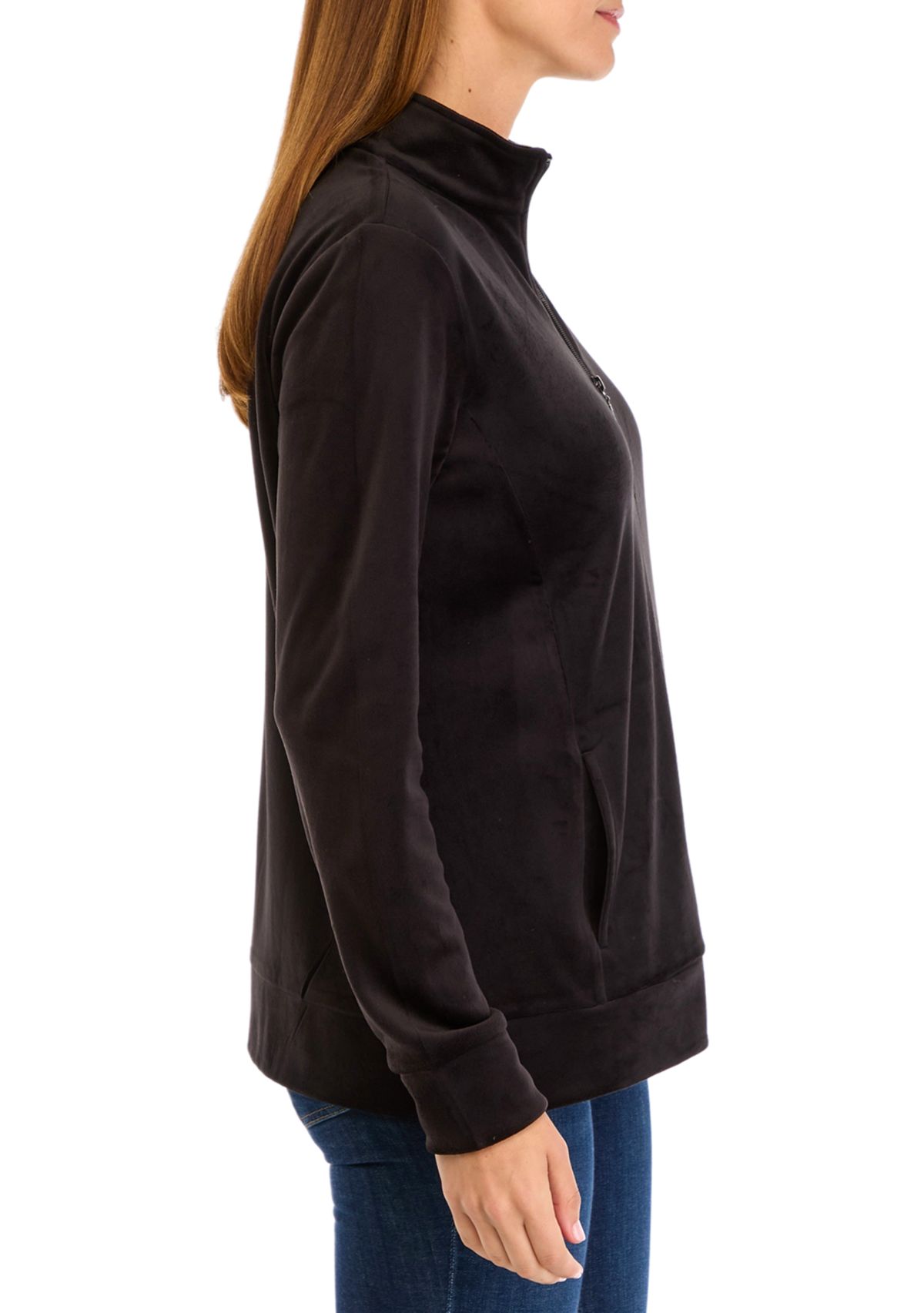Womens Velour Zip Jacket