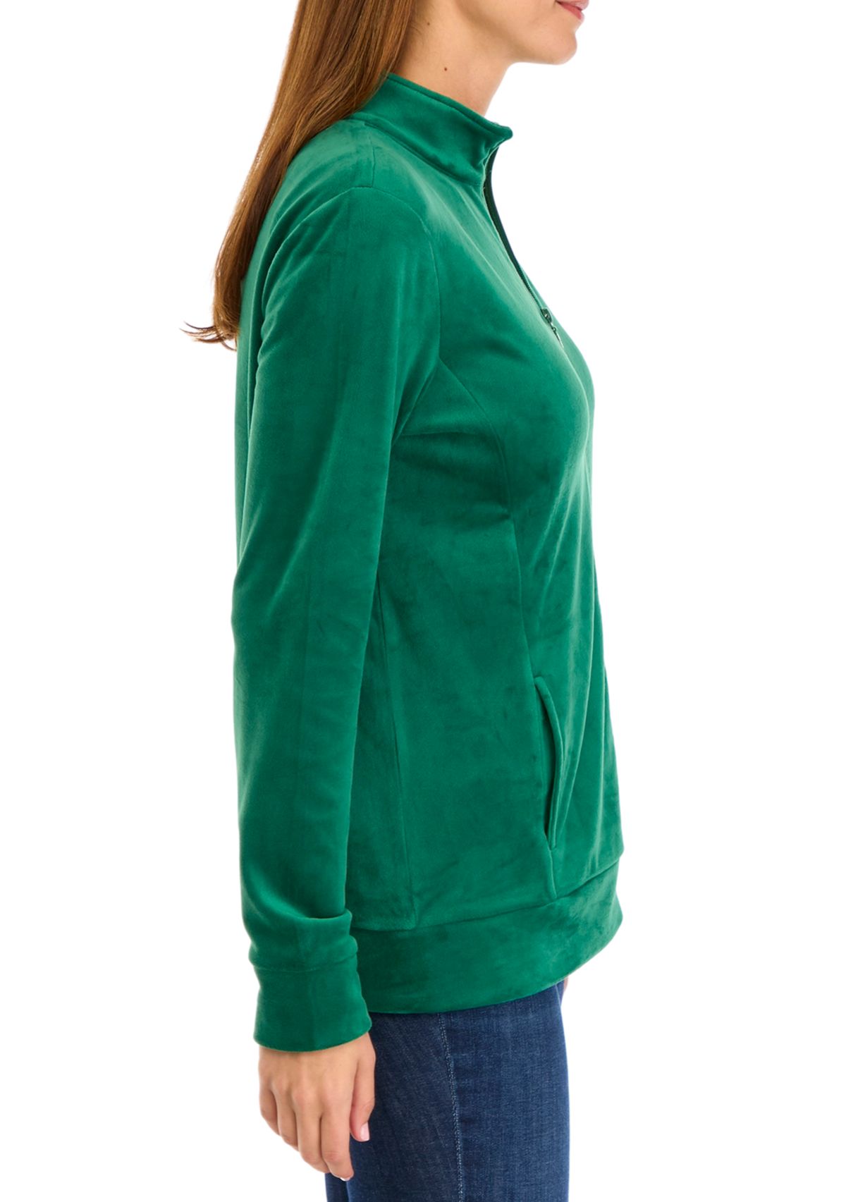 Womens Velour Zip Jacket