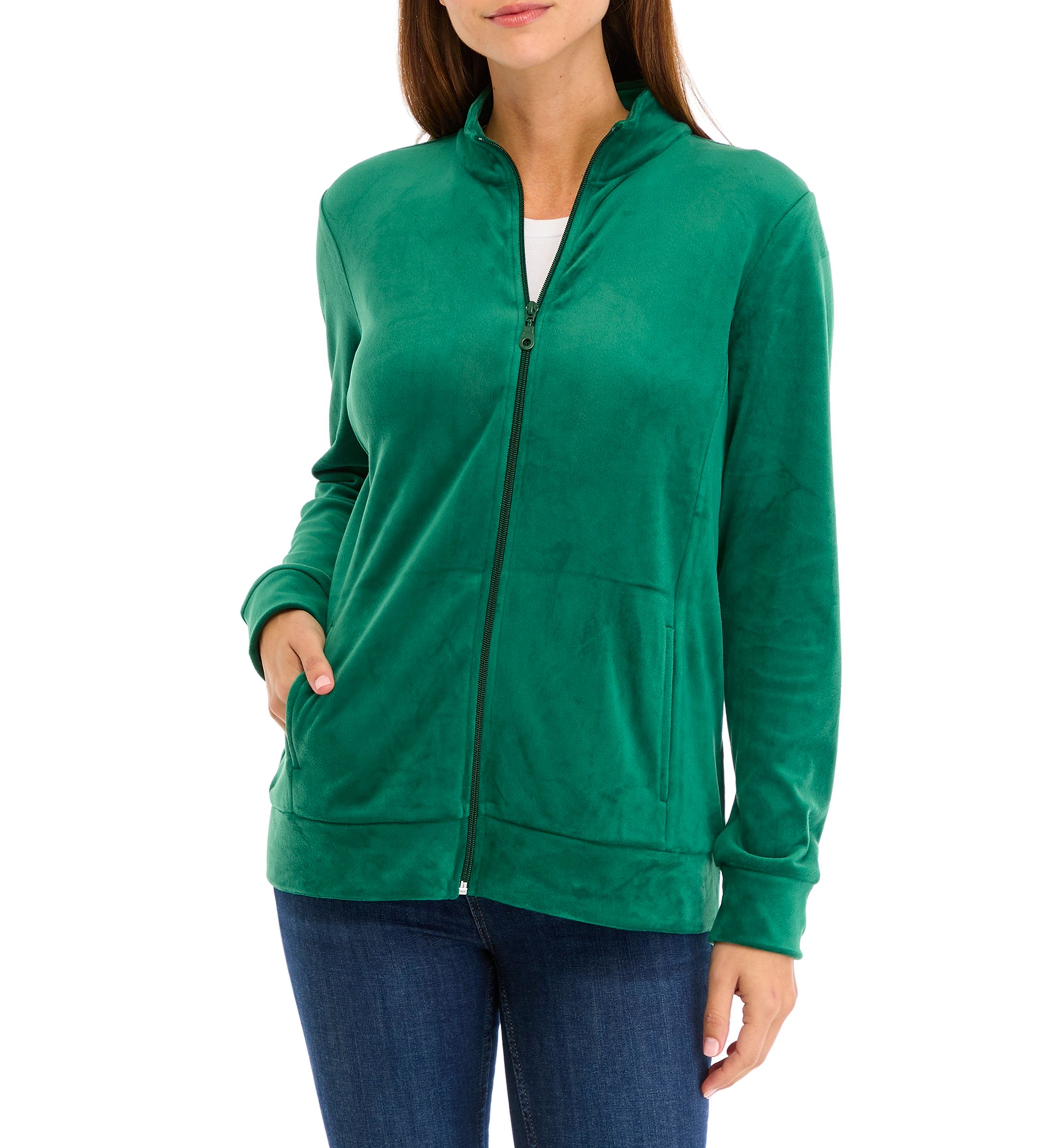 Petite Velour Zip Front Jacket
