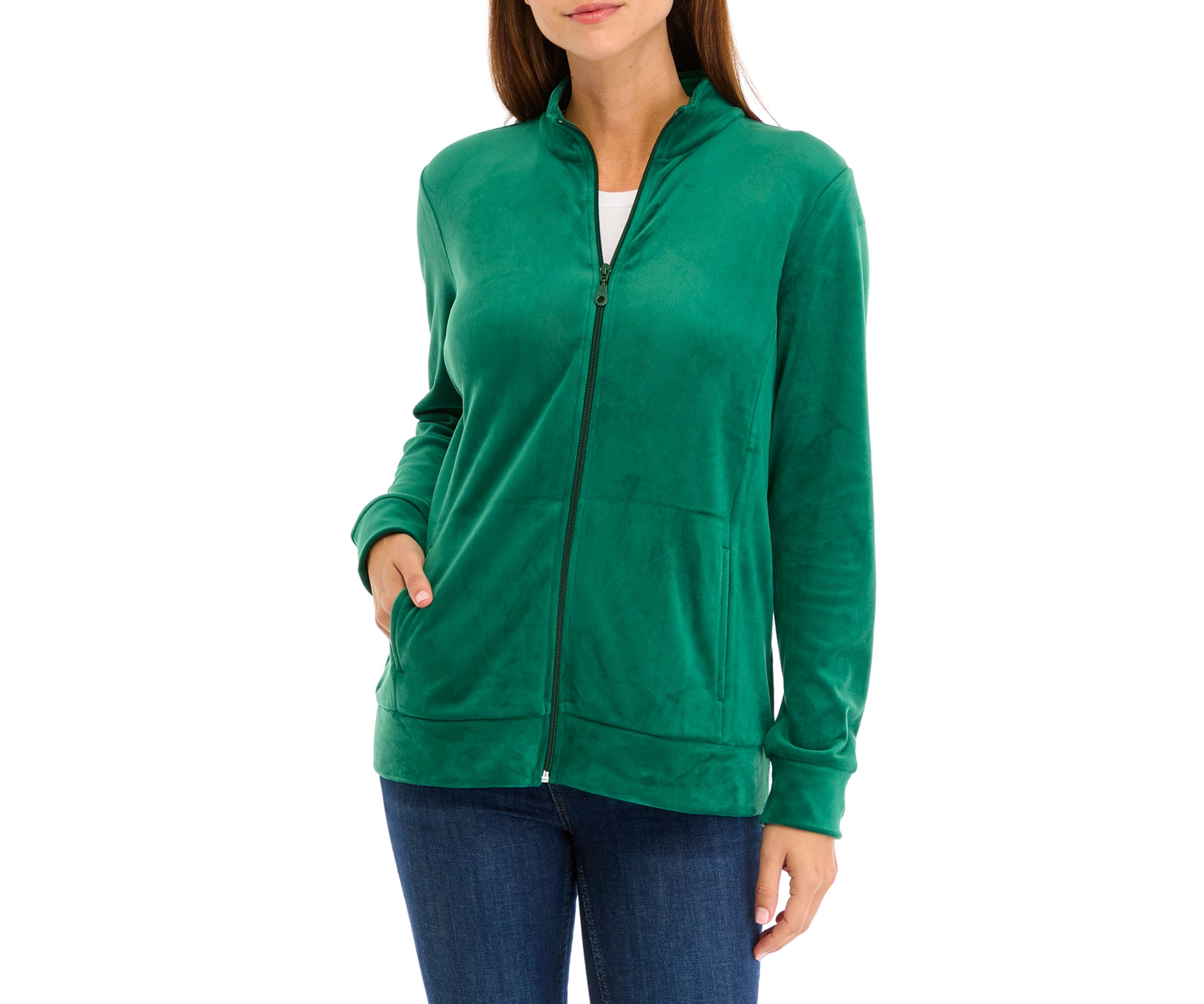 Petite Velour Zip Front Jacket