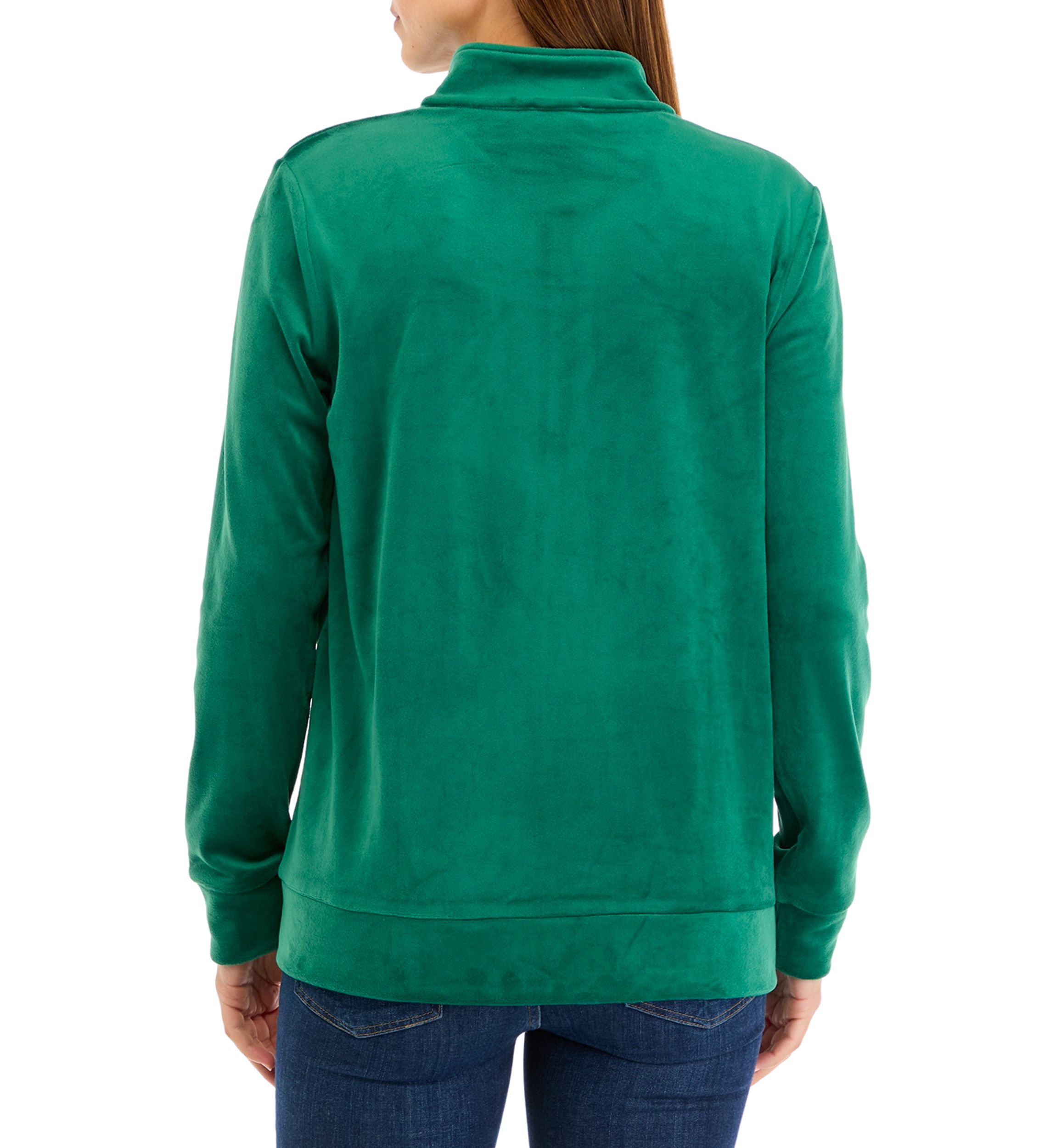 Petite Velour Zip Front Jacket