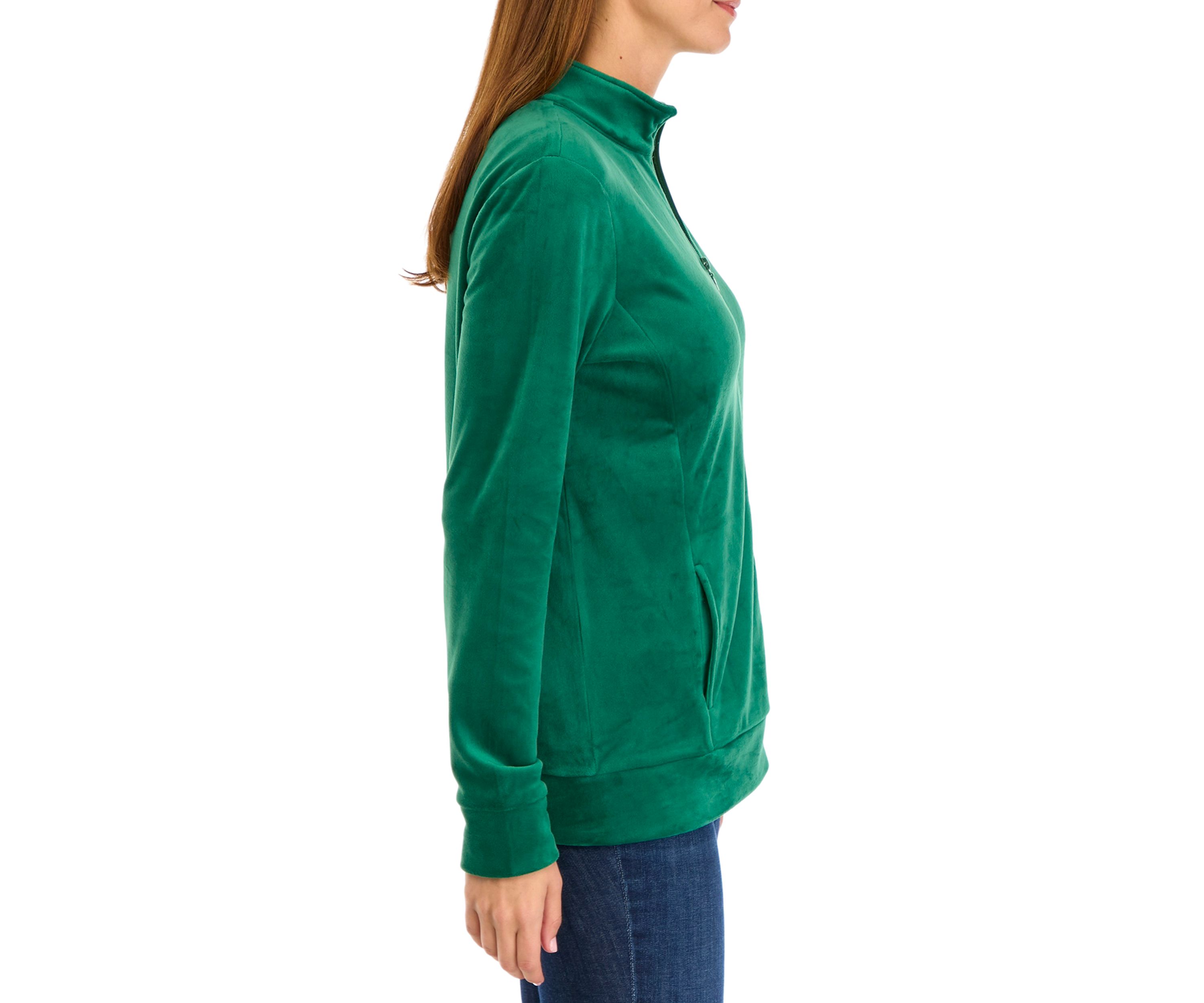Petite Velour Zip Front Jacket