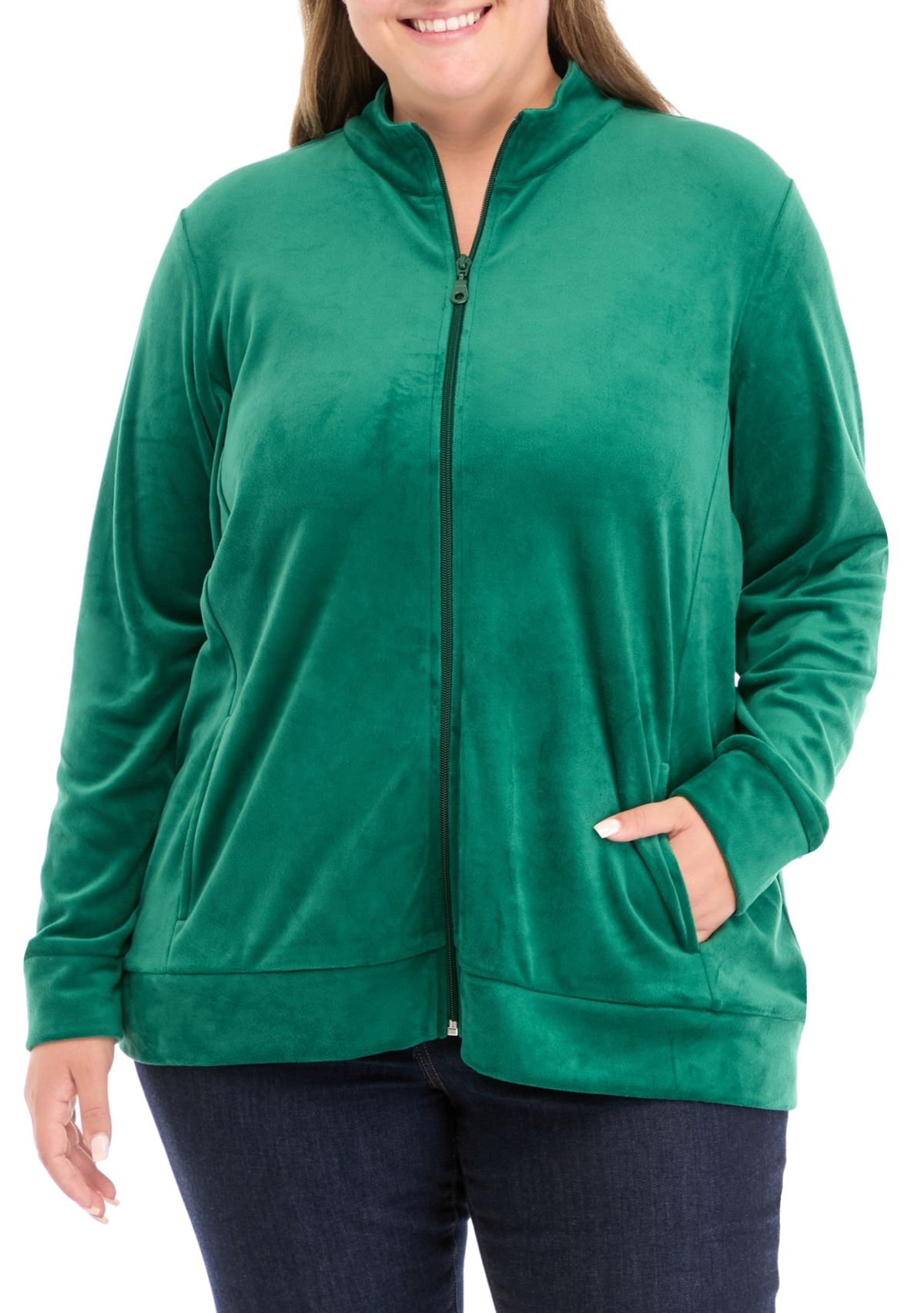Plus Size Velour Zip Jacket