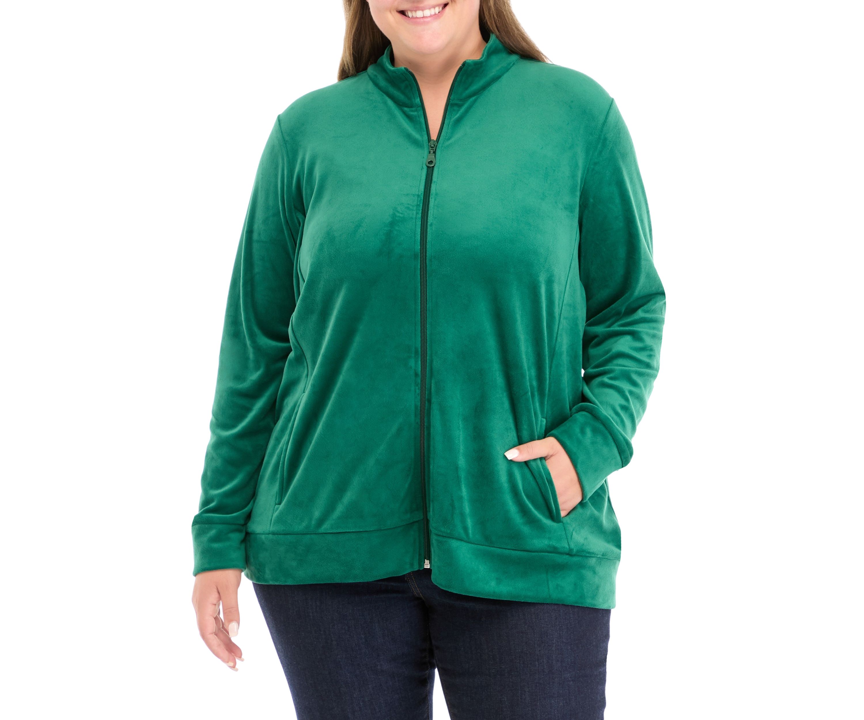 Plus Size Velour Zip Jacket