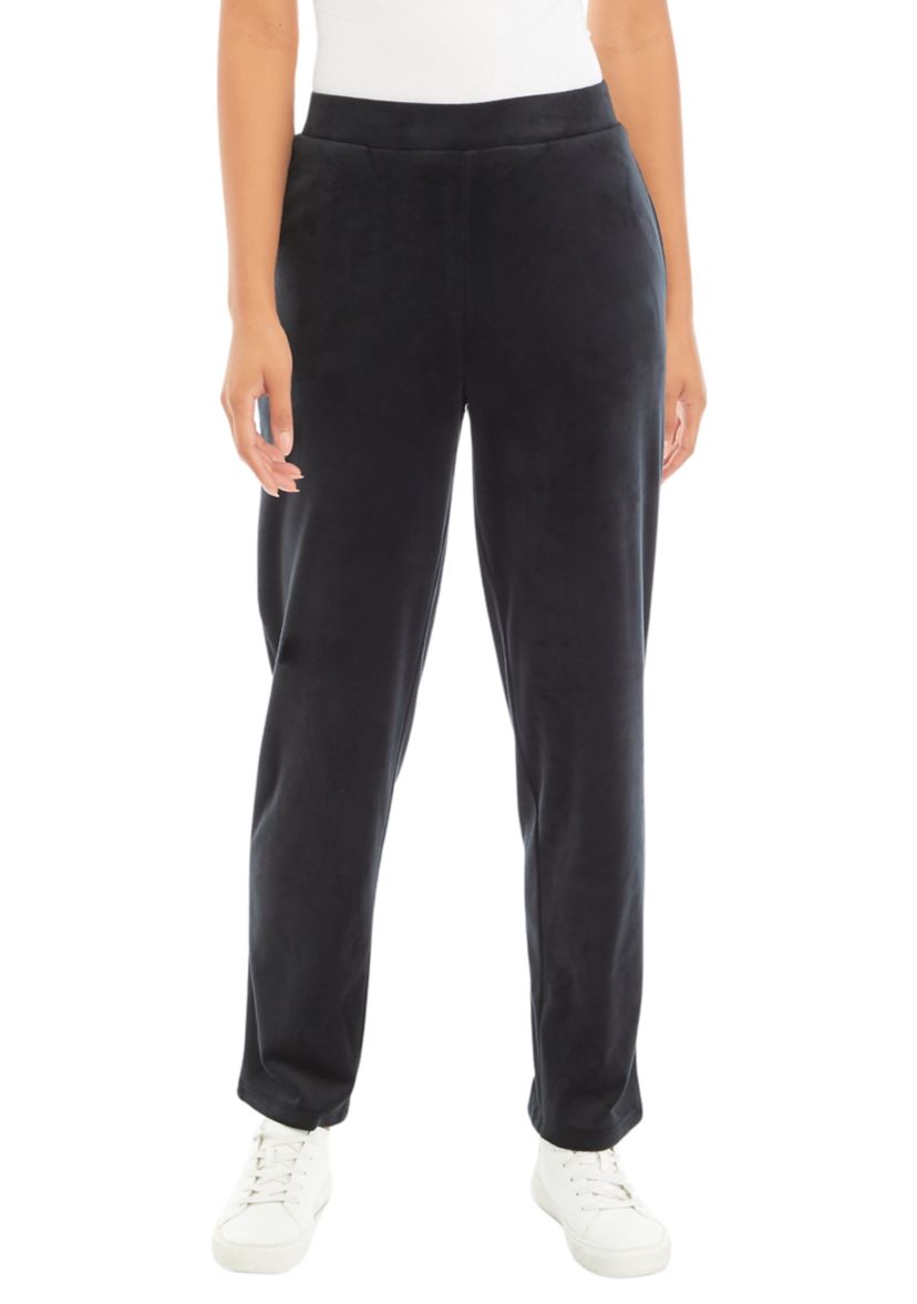 Petite Velour Straight Leg Pants