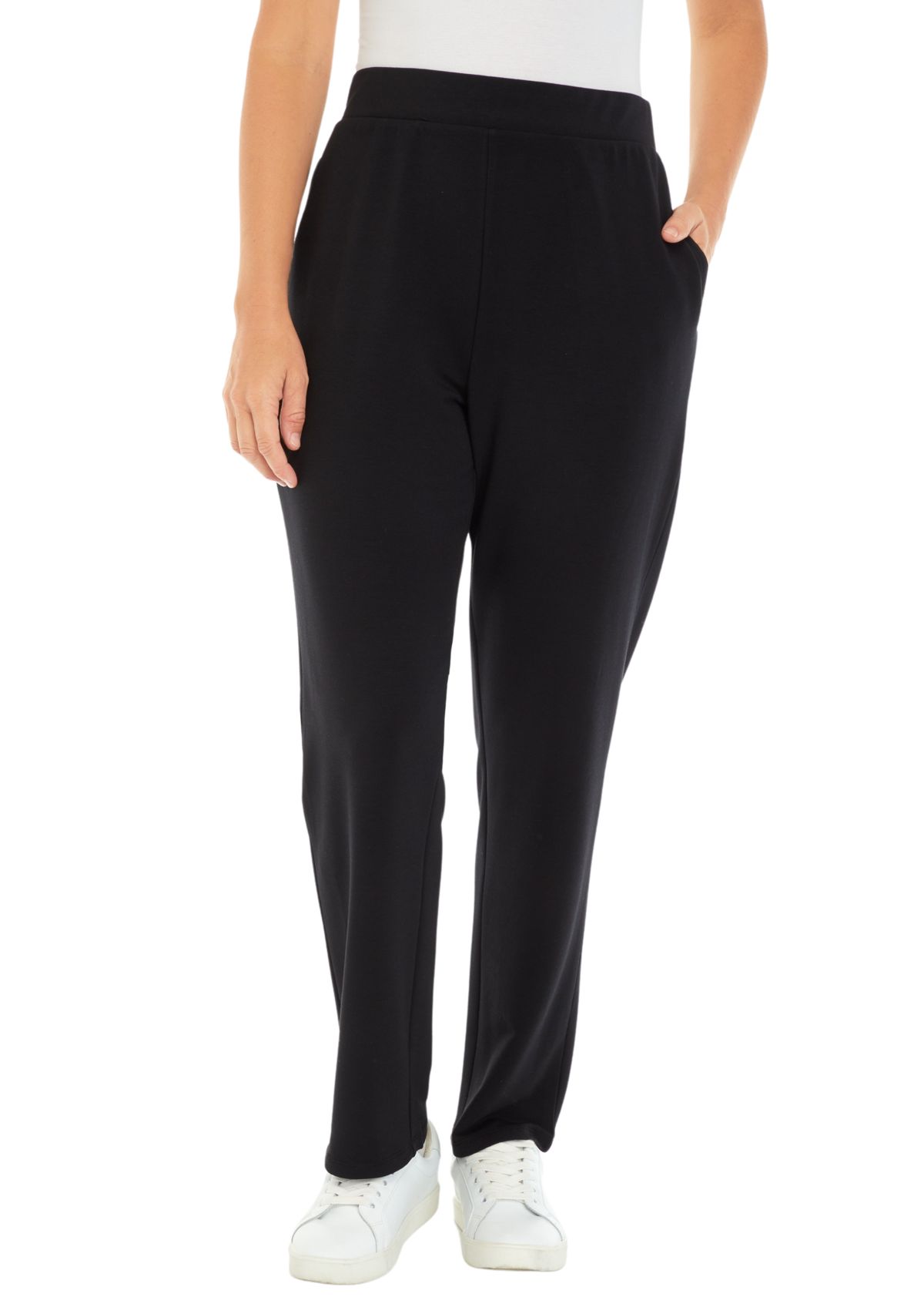 Womens Solid Straight Leg Pants