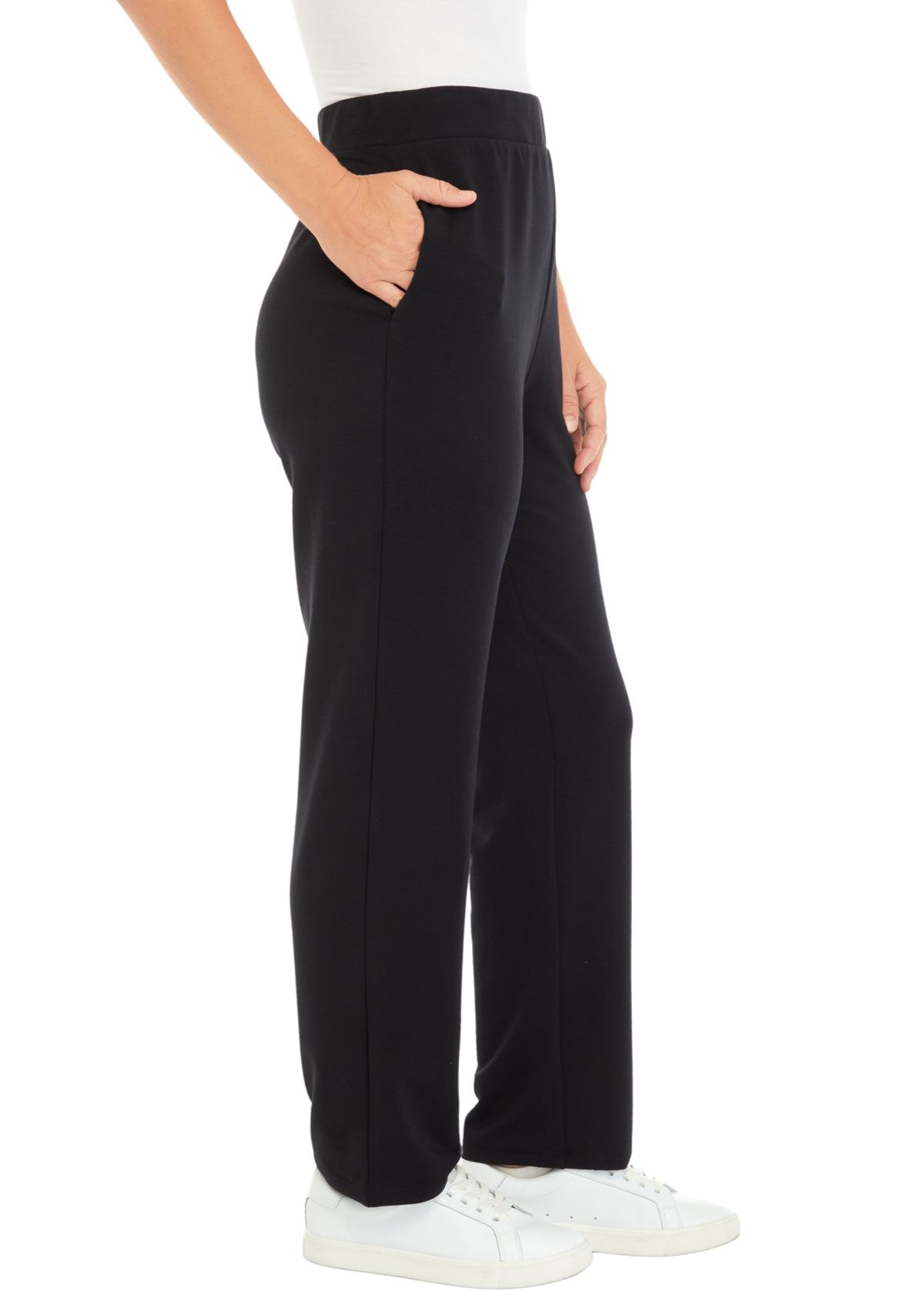 Womens Solid Straight Leg Pants