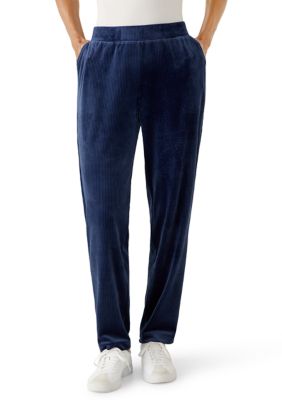 Kim Rogers Women's Textured Straight Leg Pants, Navy Blue, XL