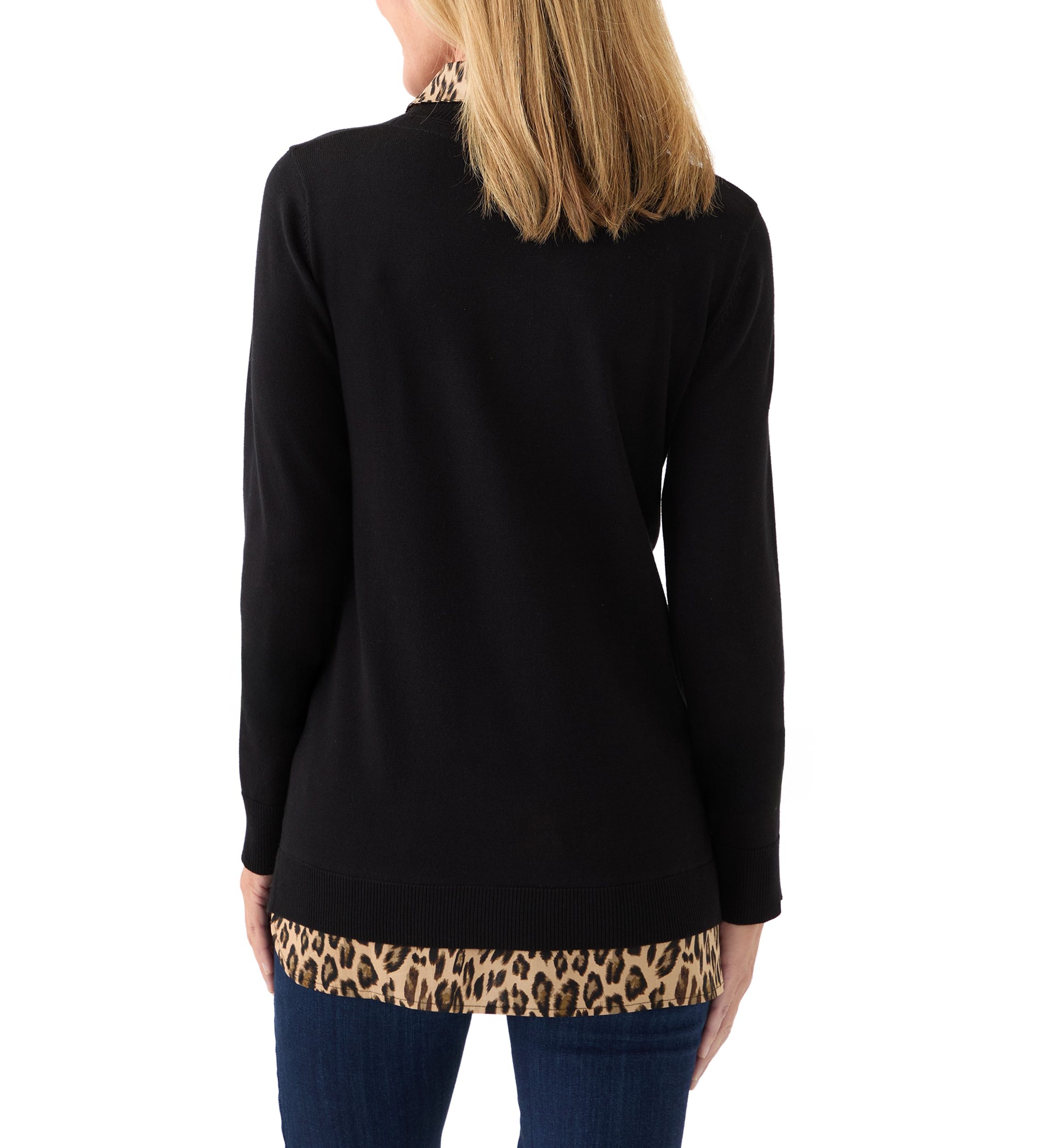 Womens Long Sleeve Twofer Sweater