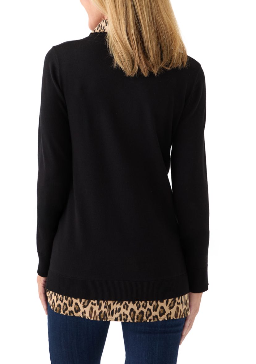 Womens Long Sleeve Twofer Sweater
