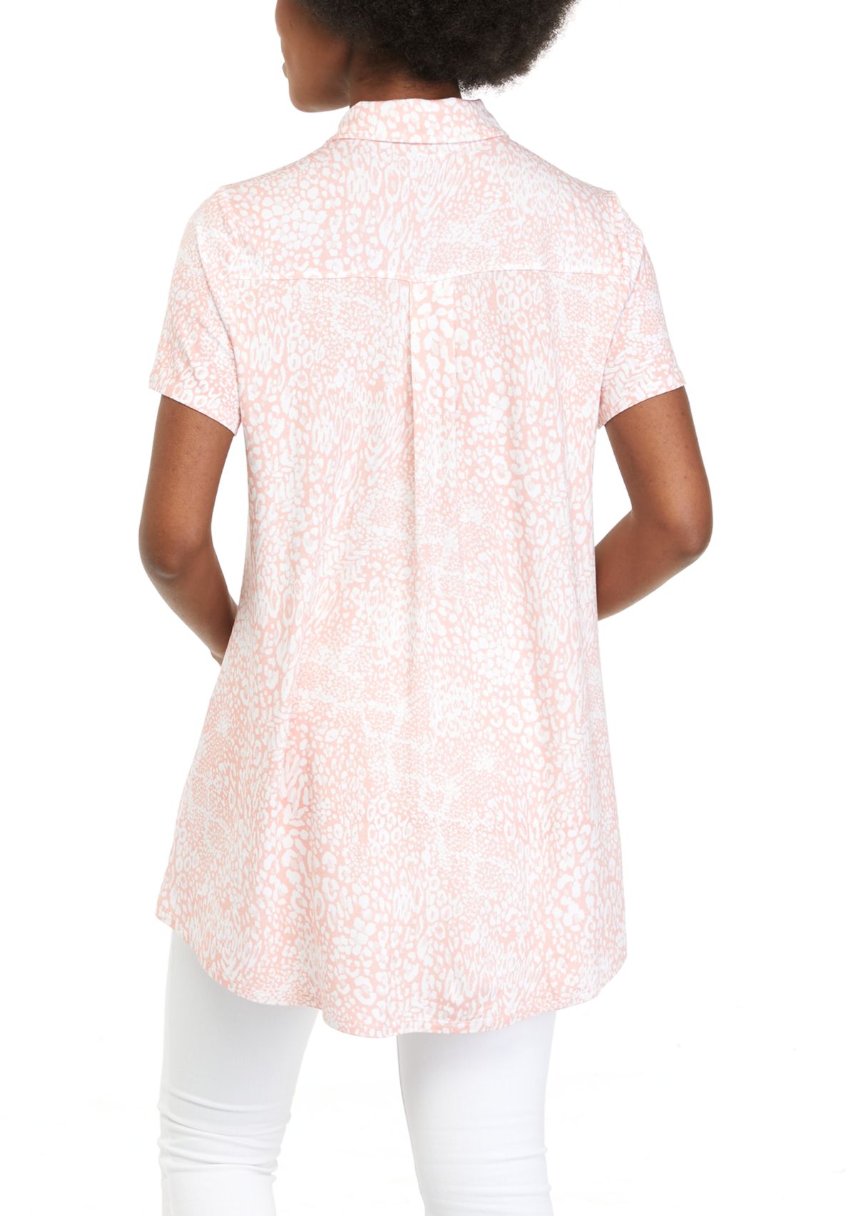 Womens Short Sleeve Button Front Tunic