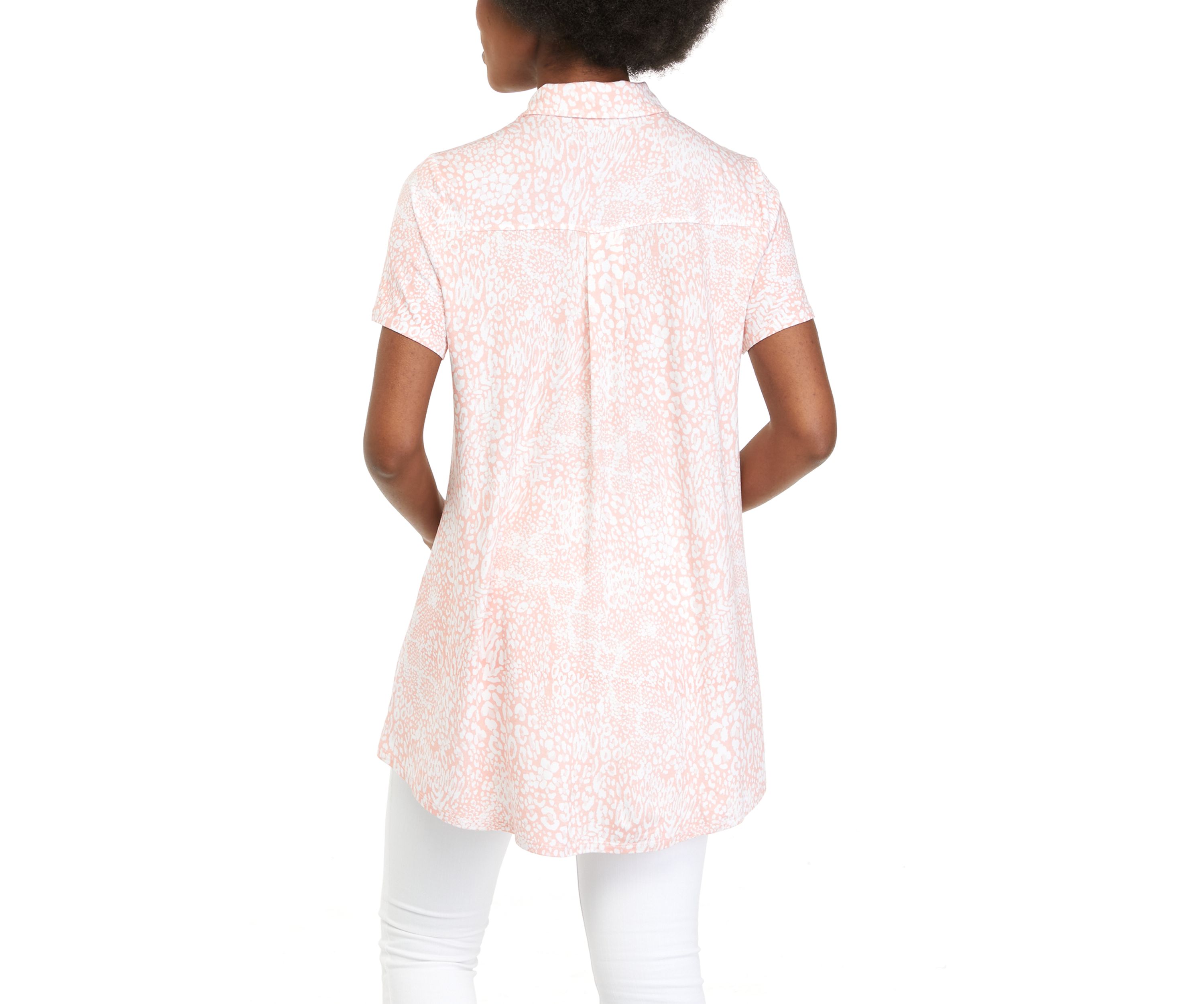 Womens Short Sleeve Button Front Tunic