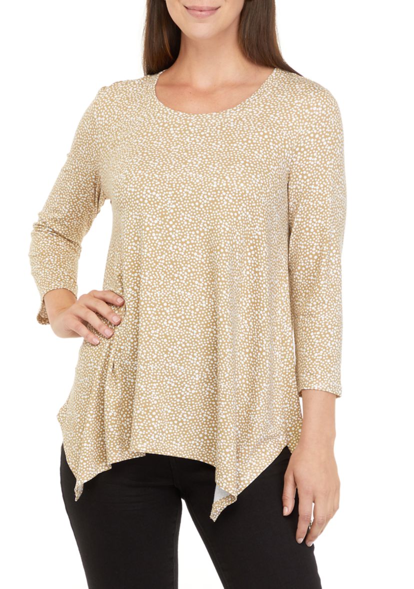 Womens 3/4 Sleeve Printed Shark Bite Top