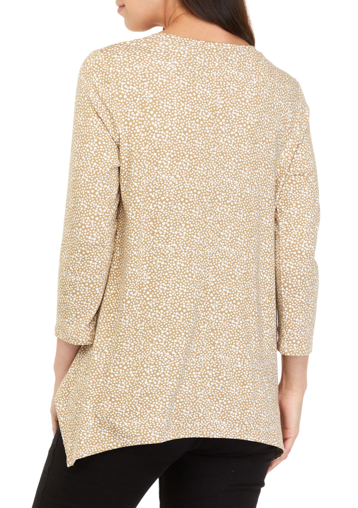 Womens 3/4 Sleeve Printed Shark Bite Top