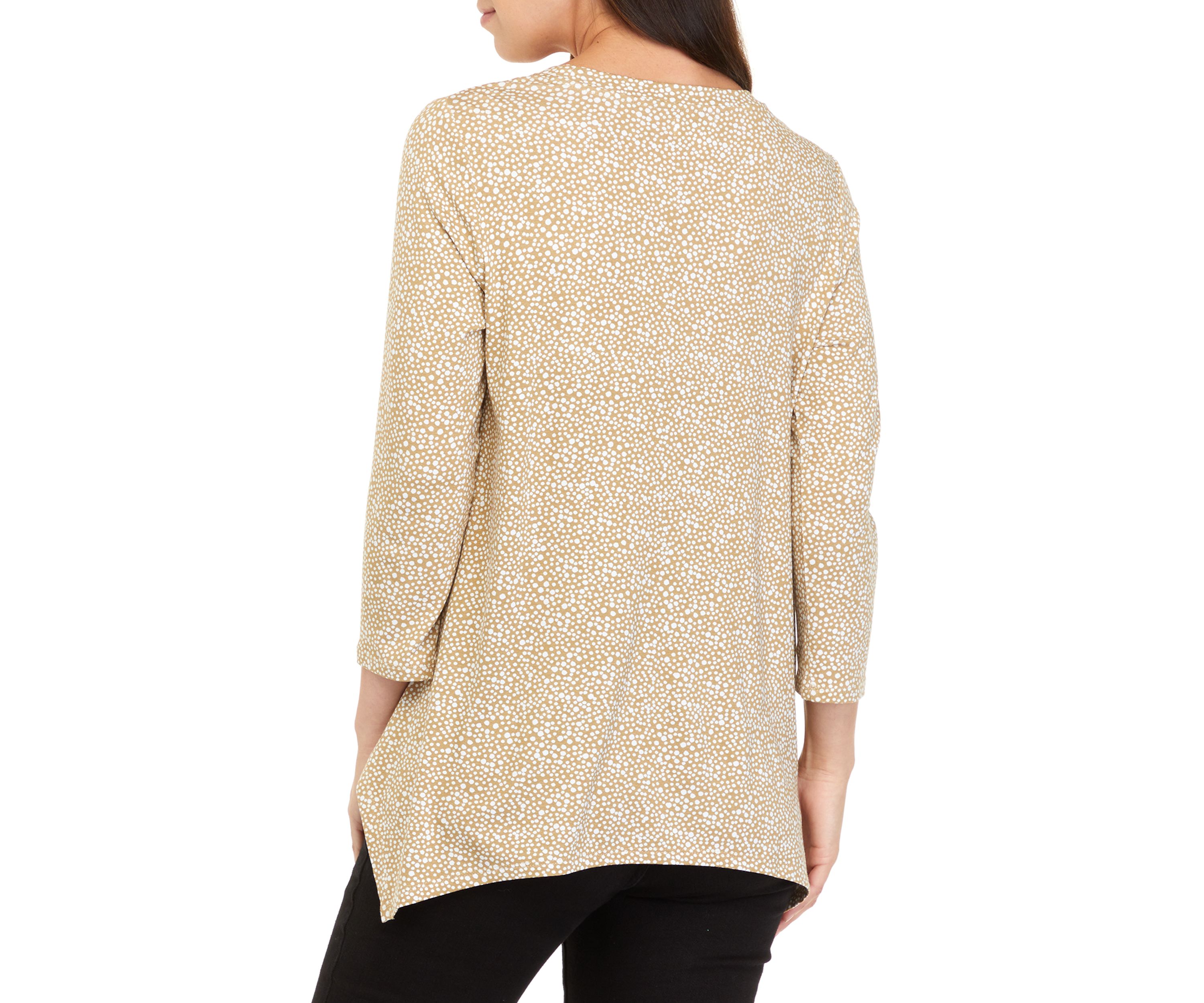 Womens 3/4 Sleeve Printed Shark Bite Top