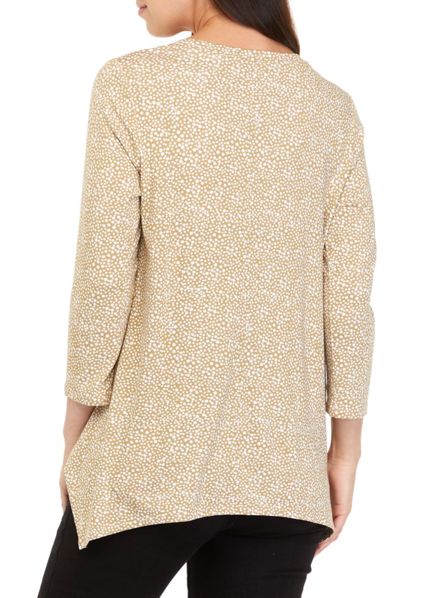 Womens 3/4 Sleeve Printed Shark Bite Top
