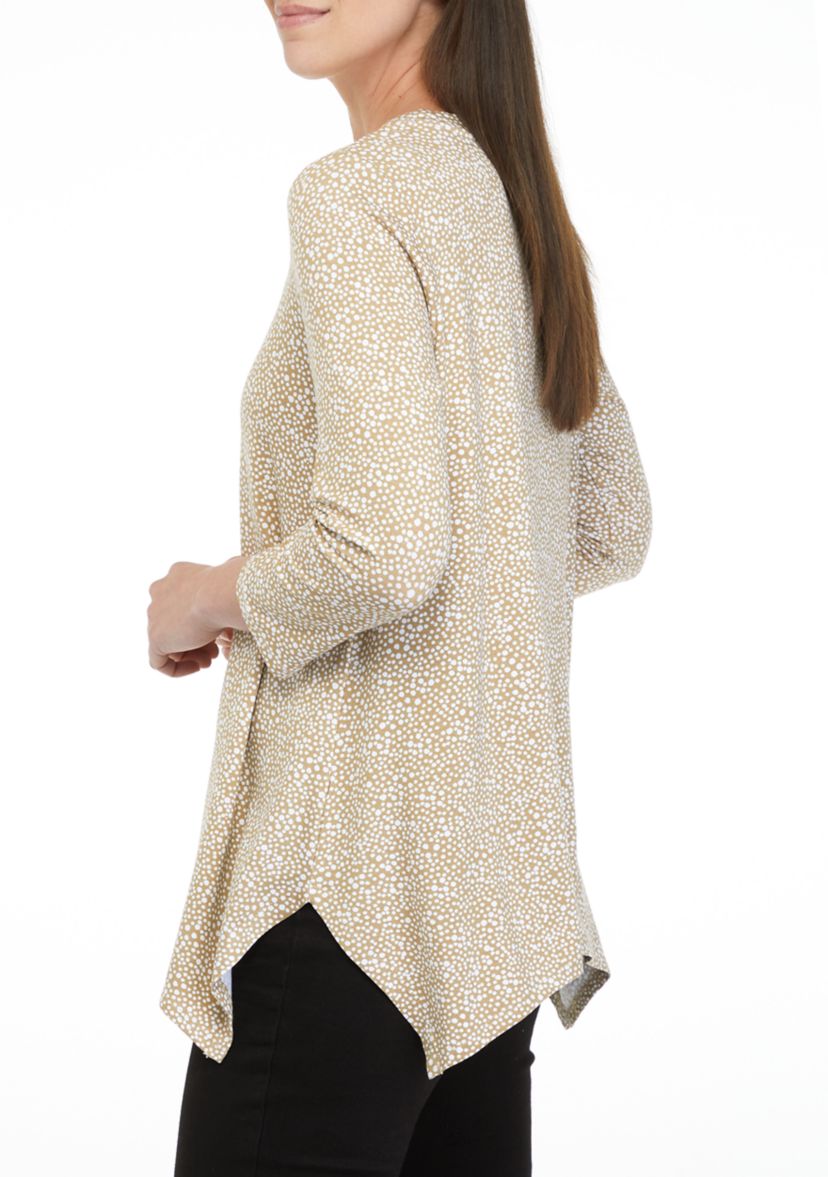 Womens 3/4 Sleeve Printed Shark Bite Top