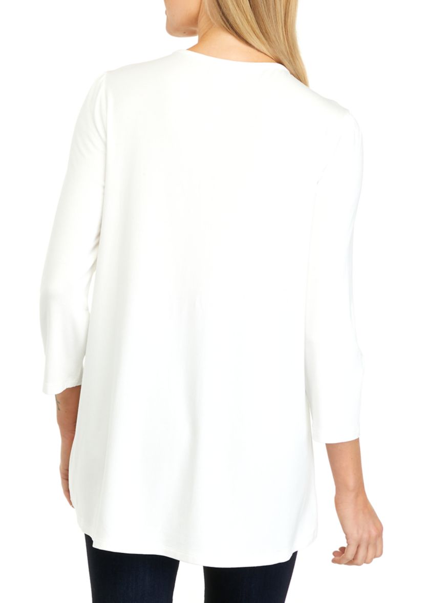 Womens 3/4 Sleeve Button Shoulder Julianna Top