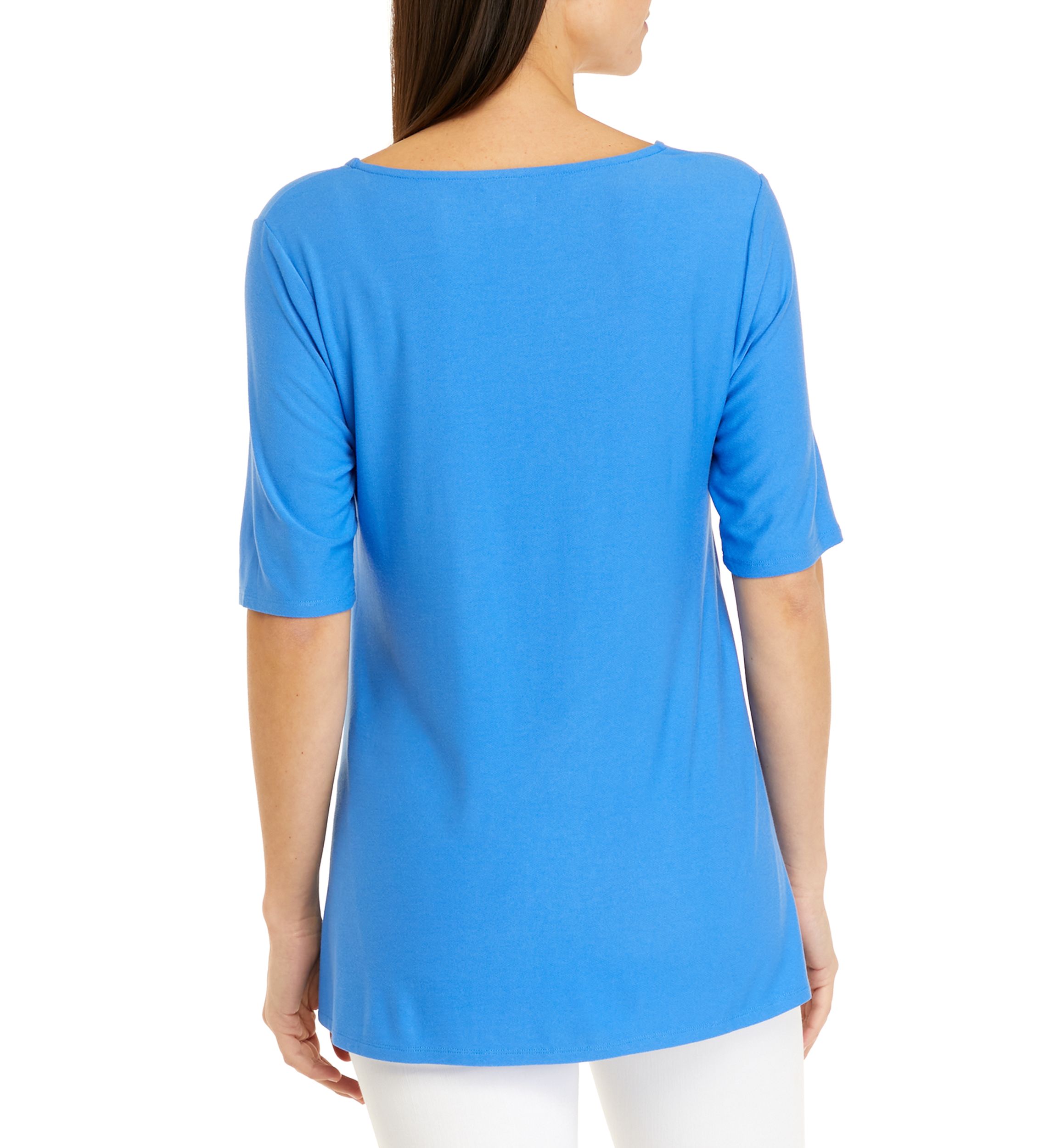 Womens Elbow Sleeve Side Button Tunic Top