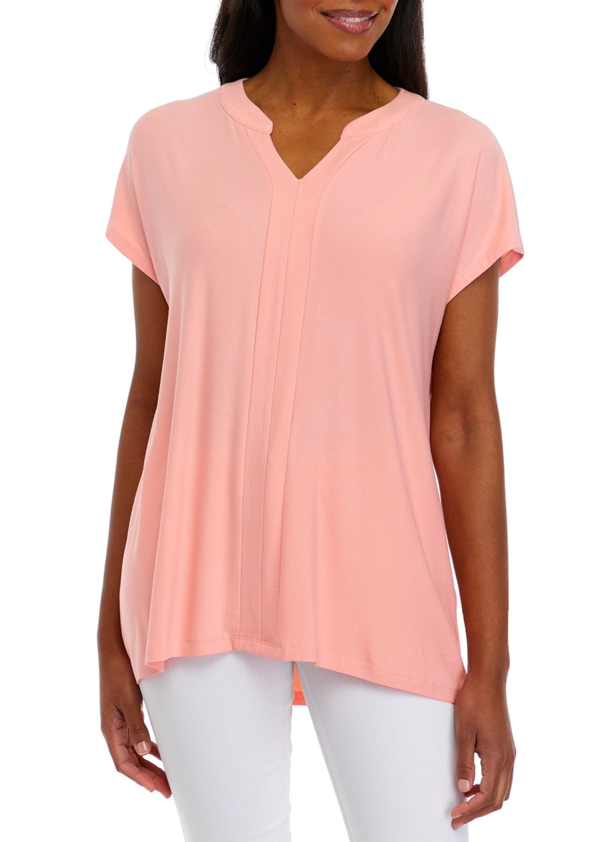 Womens Short Sleeve Split Neck Suzette Shirt
