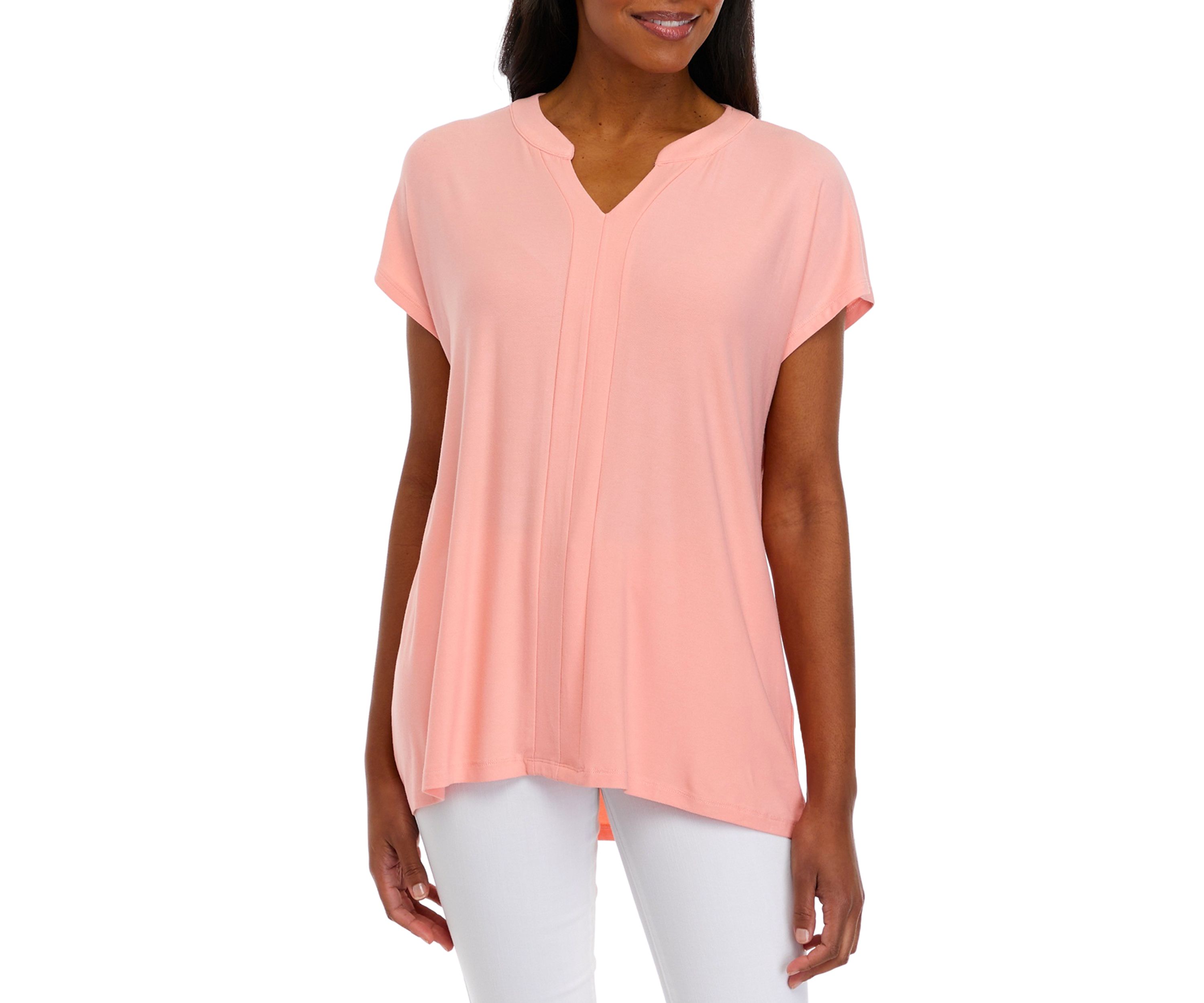 Womens Short Sleeve Split Neck Suzette Shirt