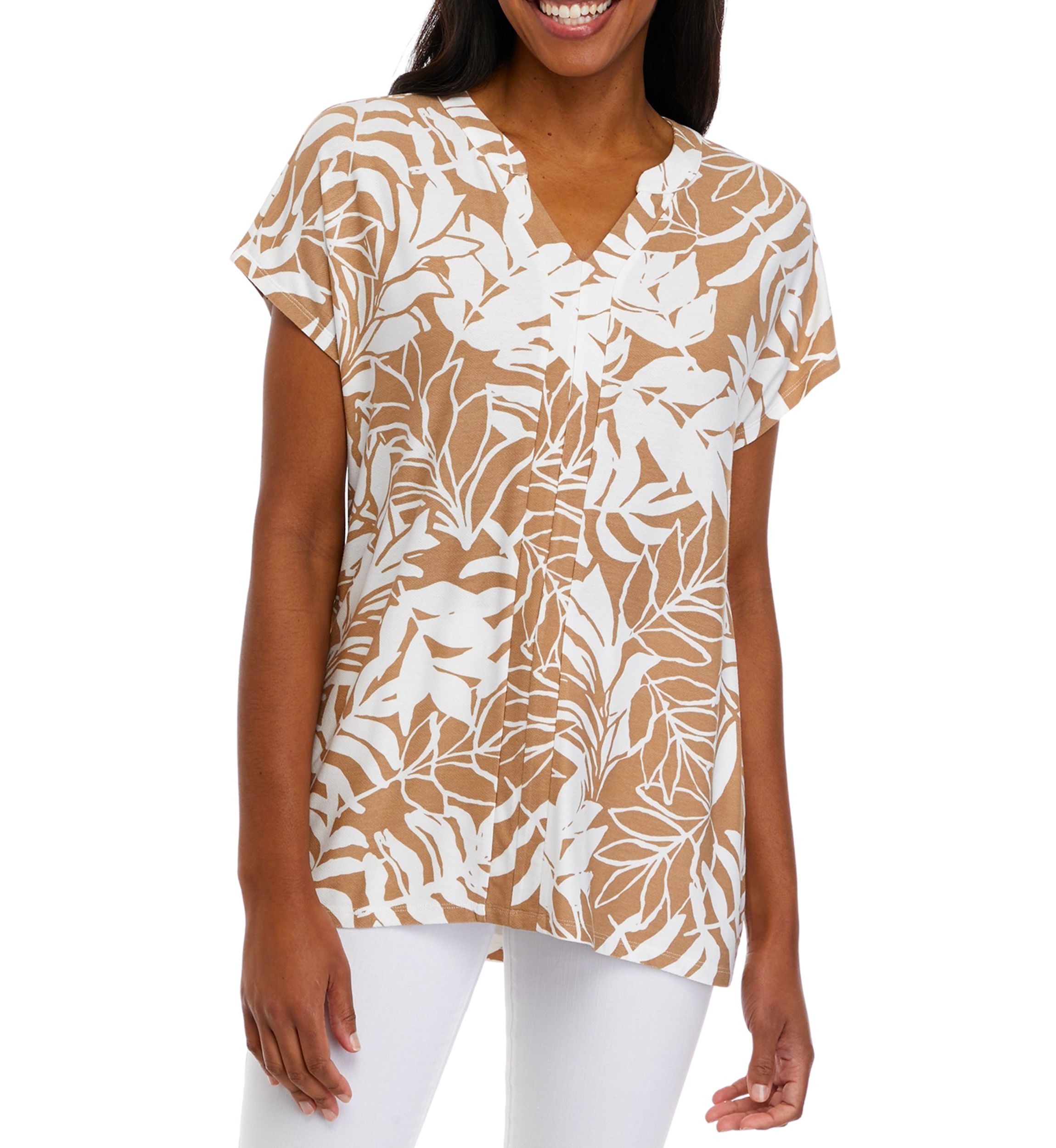 Womens Short Sleeve Split Neck Suzette Shirt