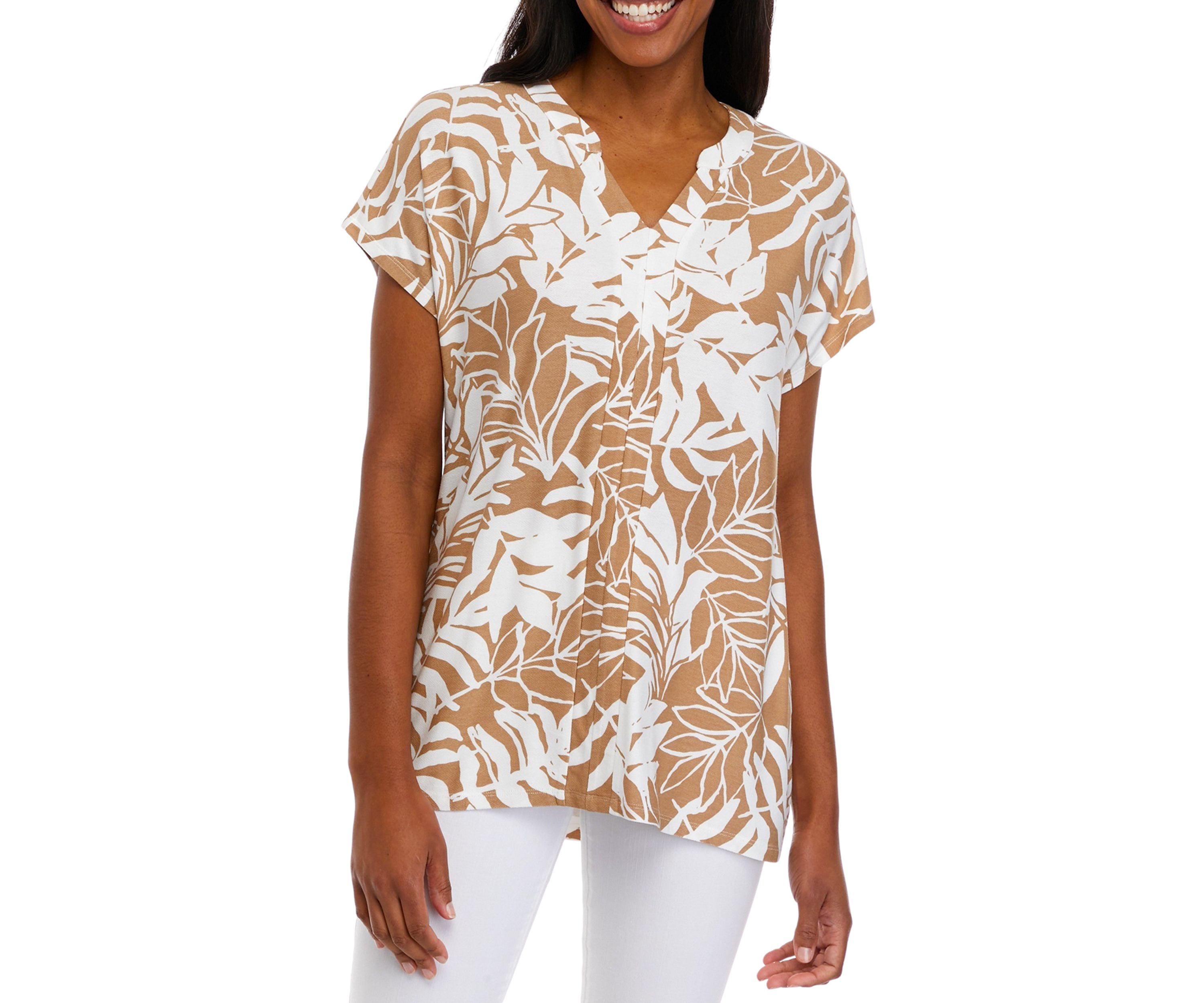 Womens Short Sleeve Split Neck Suzette Shirt
