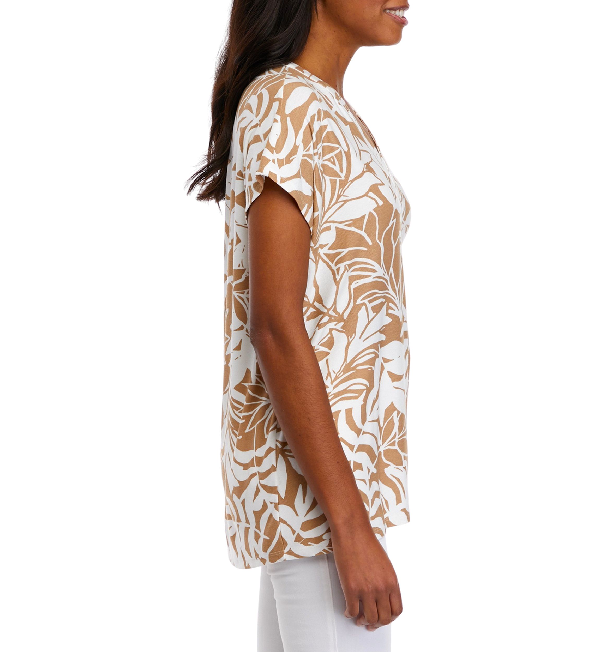 Womens Short Sleeve Split Neck Suzette Shirt