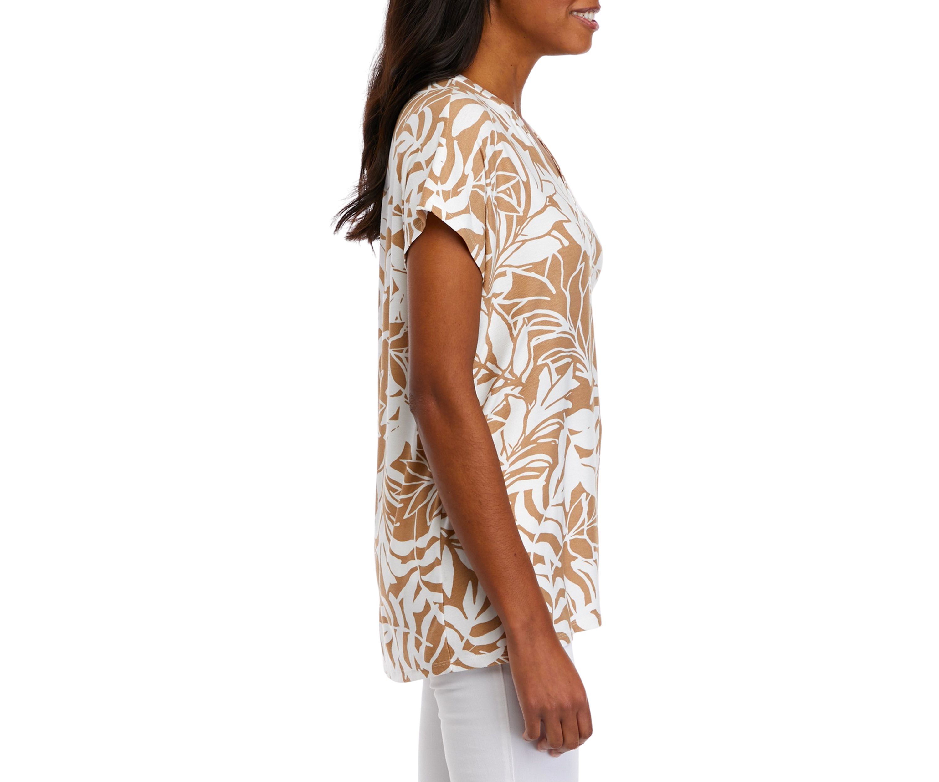 Womens Short Sleeve Split Neck Suzette Shirt