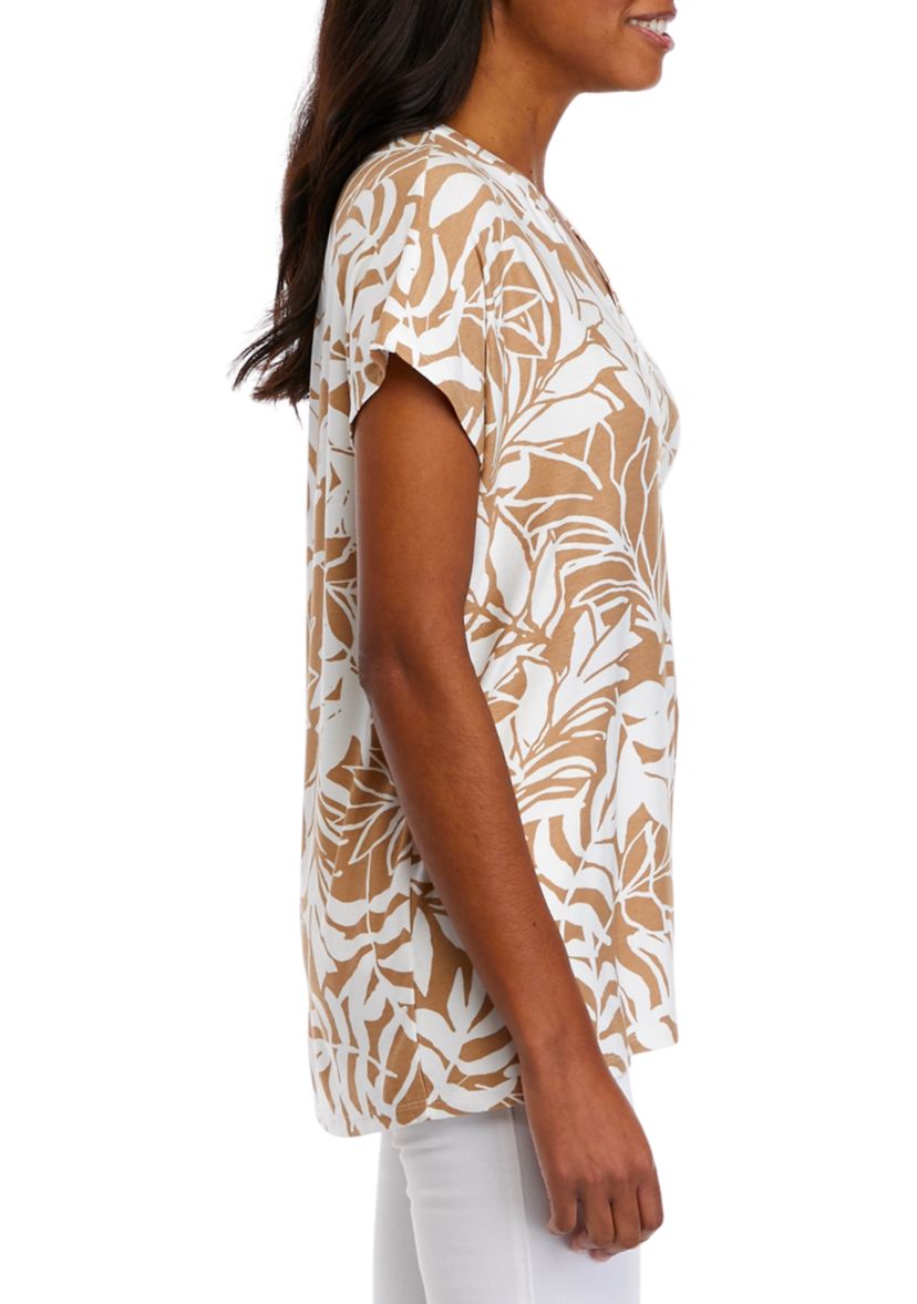 Womens Short Sleeve Split Neck Suzette Shirt