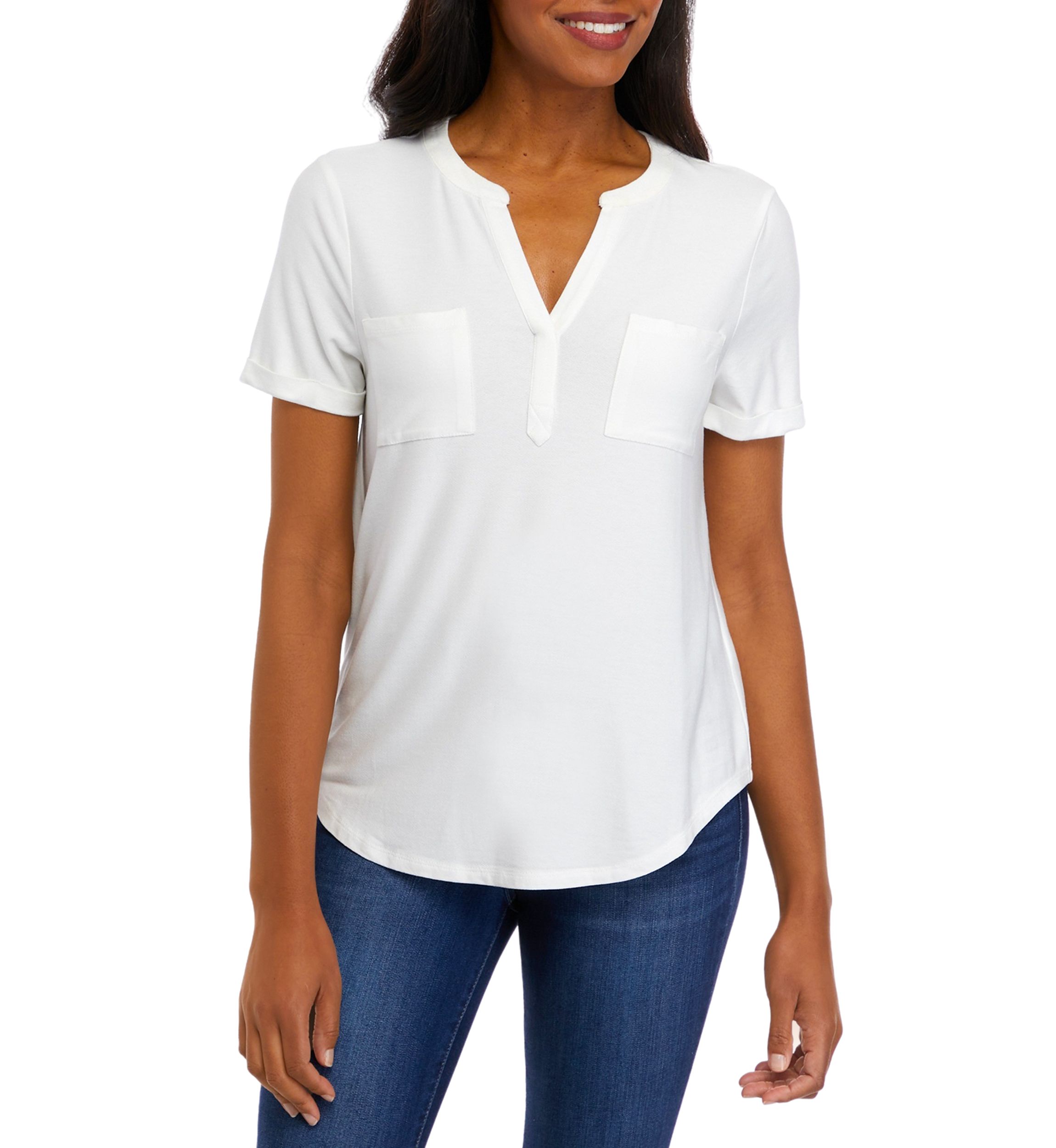 Womens Short Sleeve Pocket Suzette Top