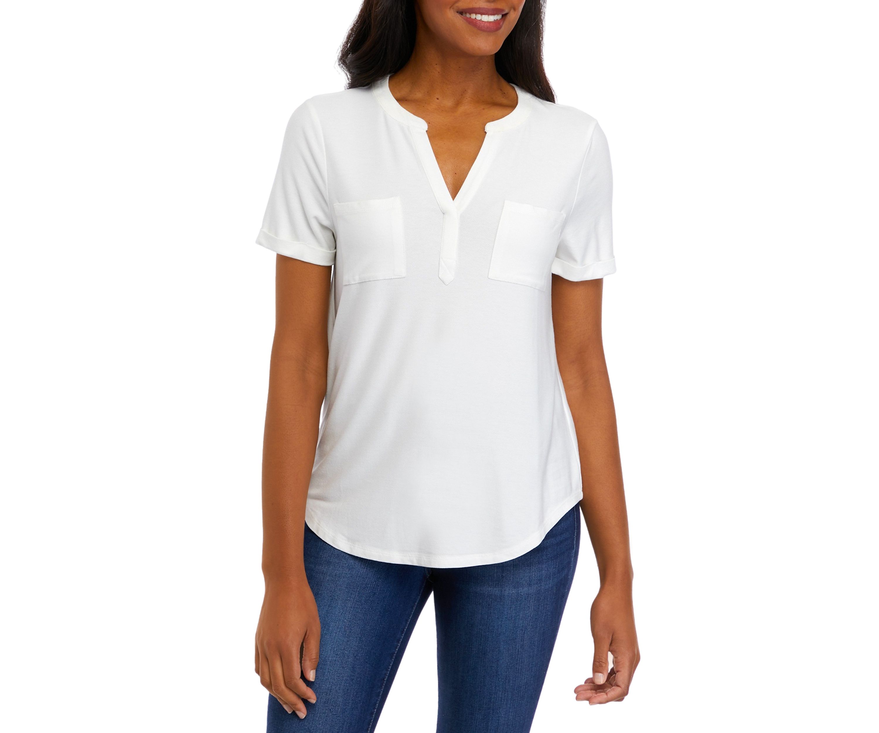Womens Short Sleeve Pocket Suzette Top