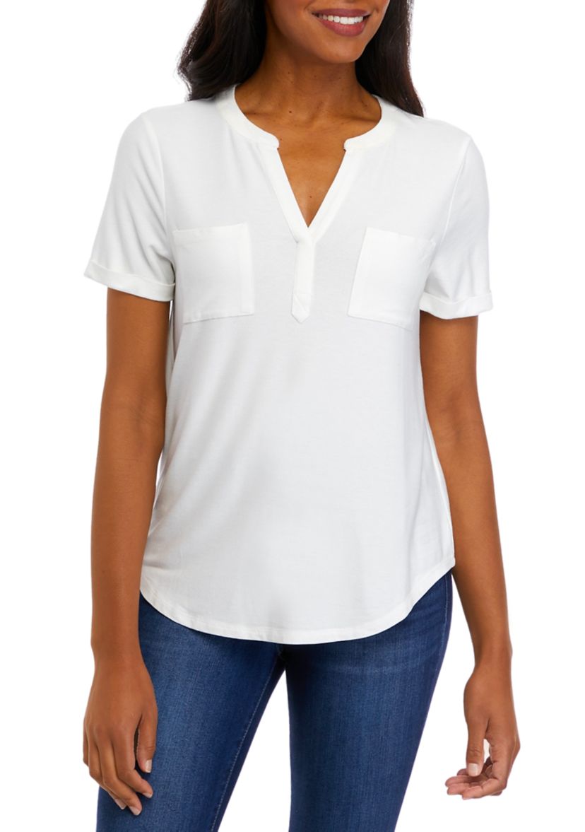 Womens Short Sleeve Pocket Suzette Top
