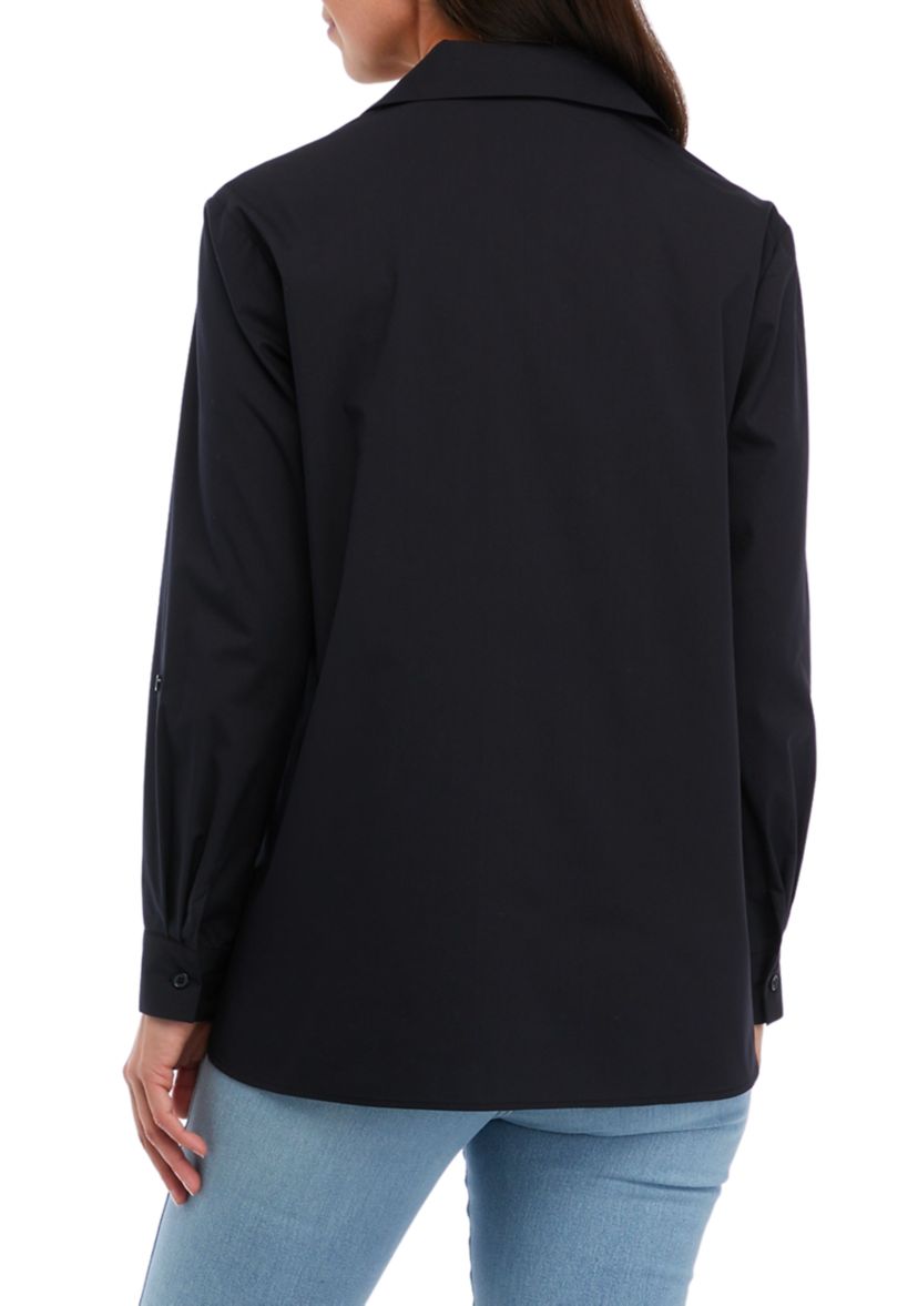 Womens Long Sleeve Henley Tunic Shirt