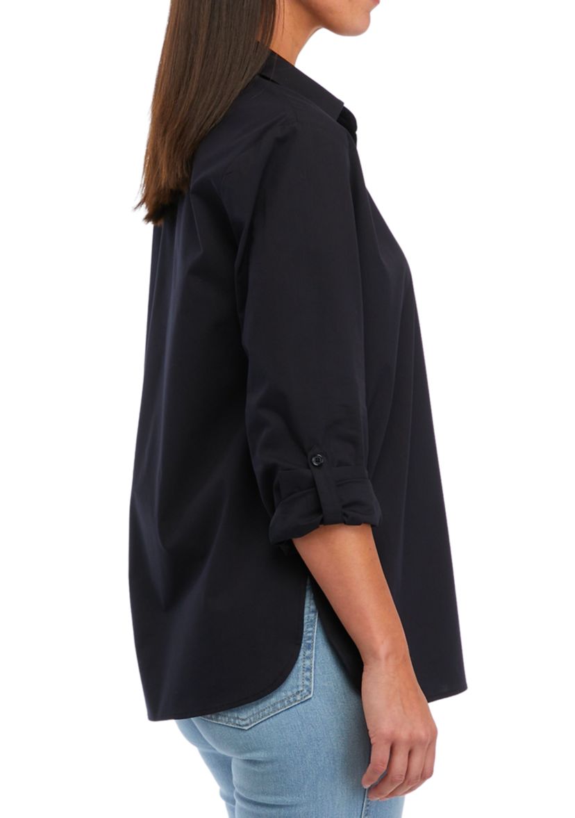 Womens Long Sleeve Henley Tunic Shirt