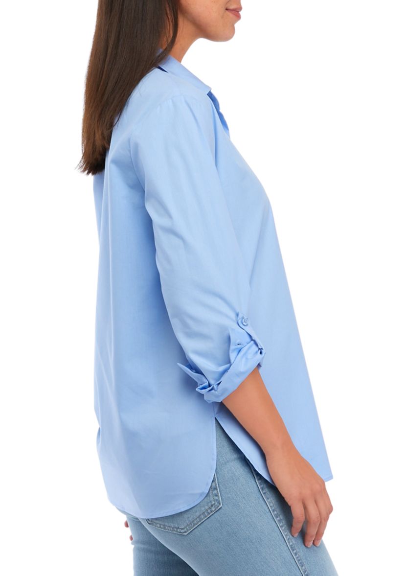 Womens Long Sleeve Henley Tunic Shirt