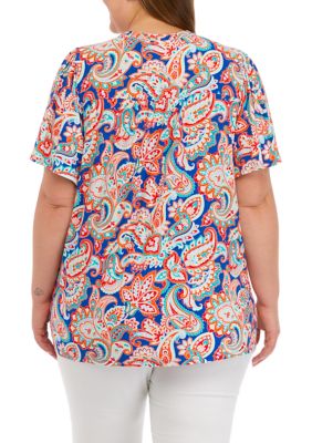 Poetic Justice Plus Size Curvy Women's Puff Sleeve Tie-Neck Peacock Print  Blouse Size 2X at  Women's Clothing store