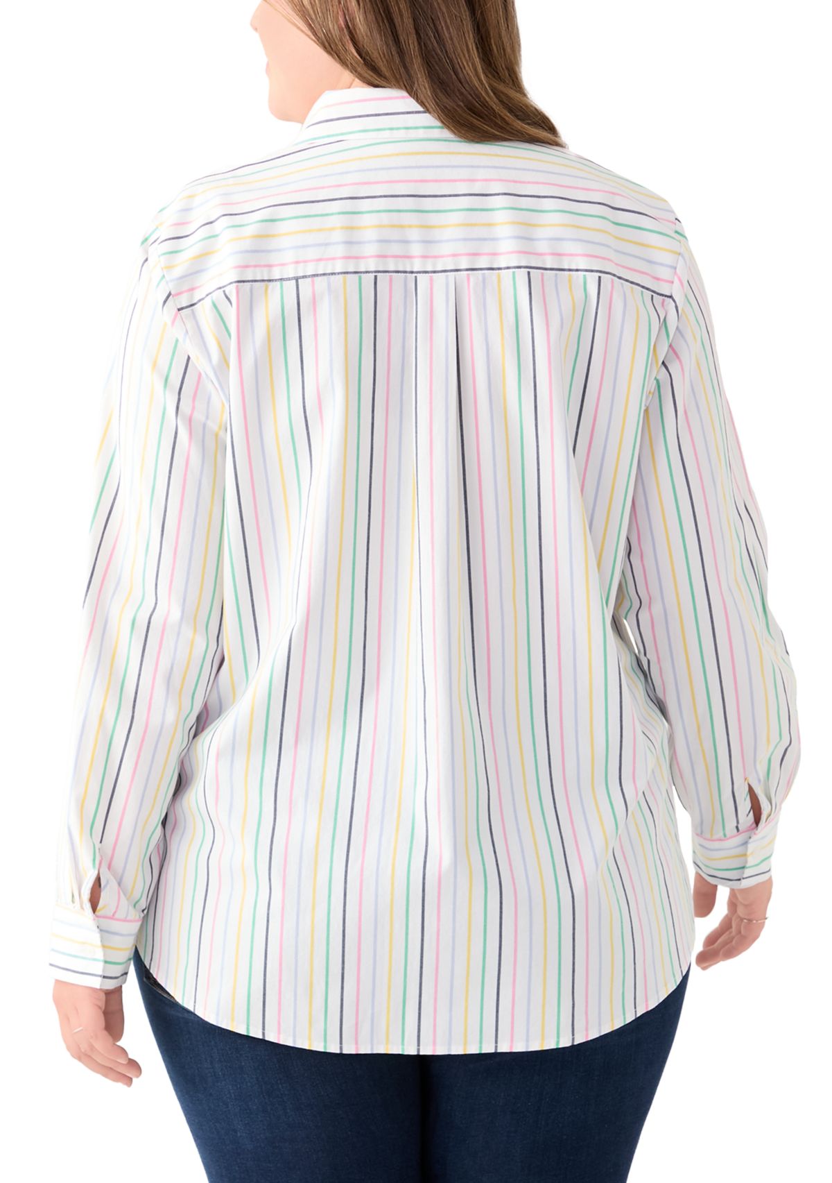 Plus Size Y-Neck Button Down Shirt 