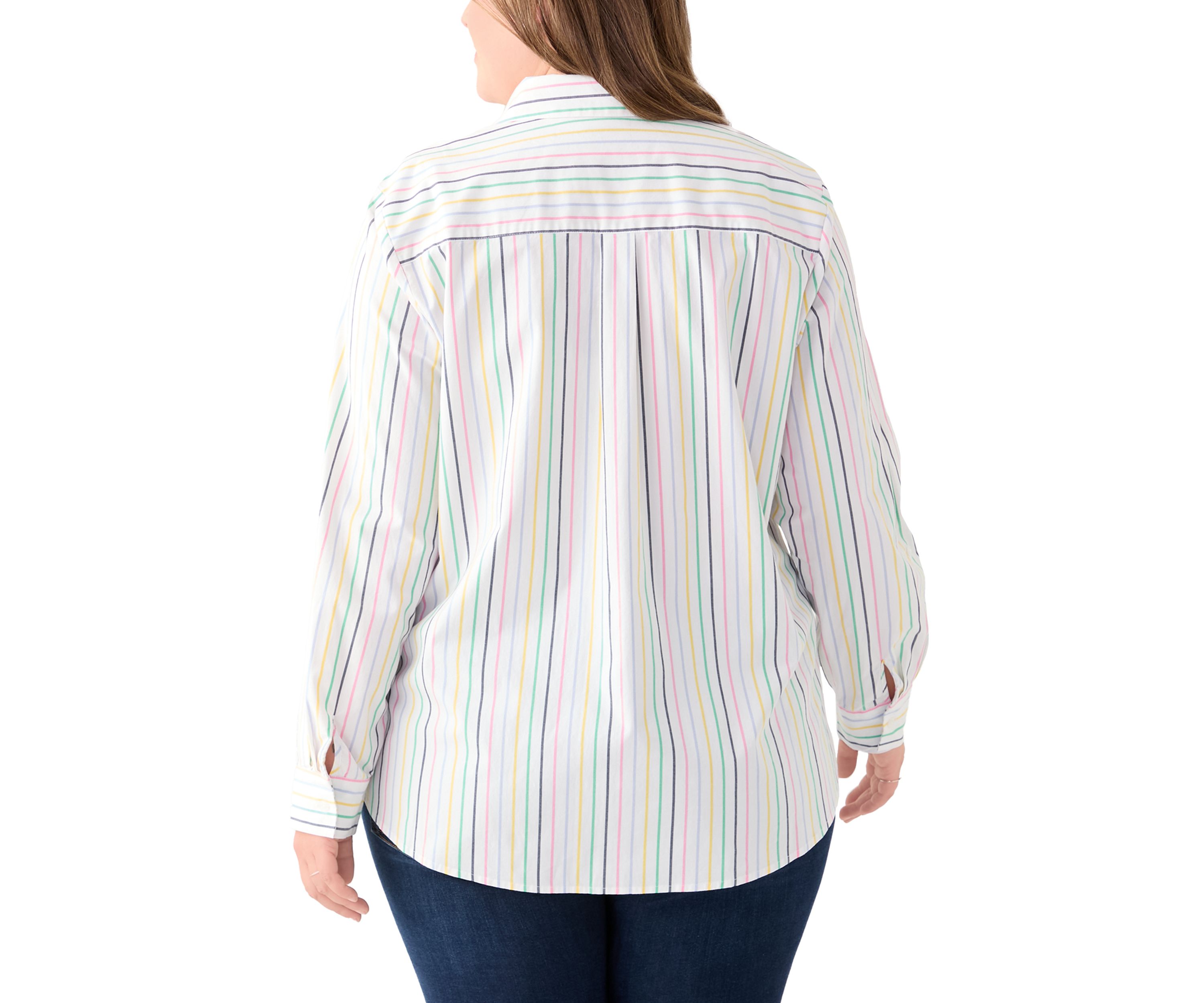 Plus Size Y-Neck Button Down Shirt 