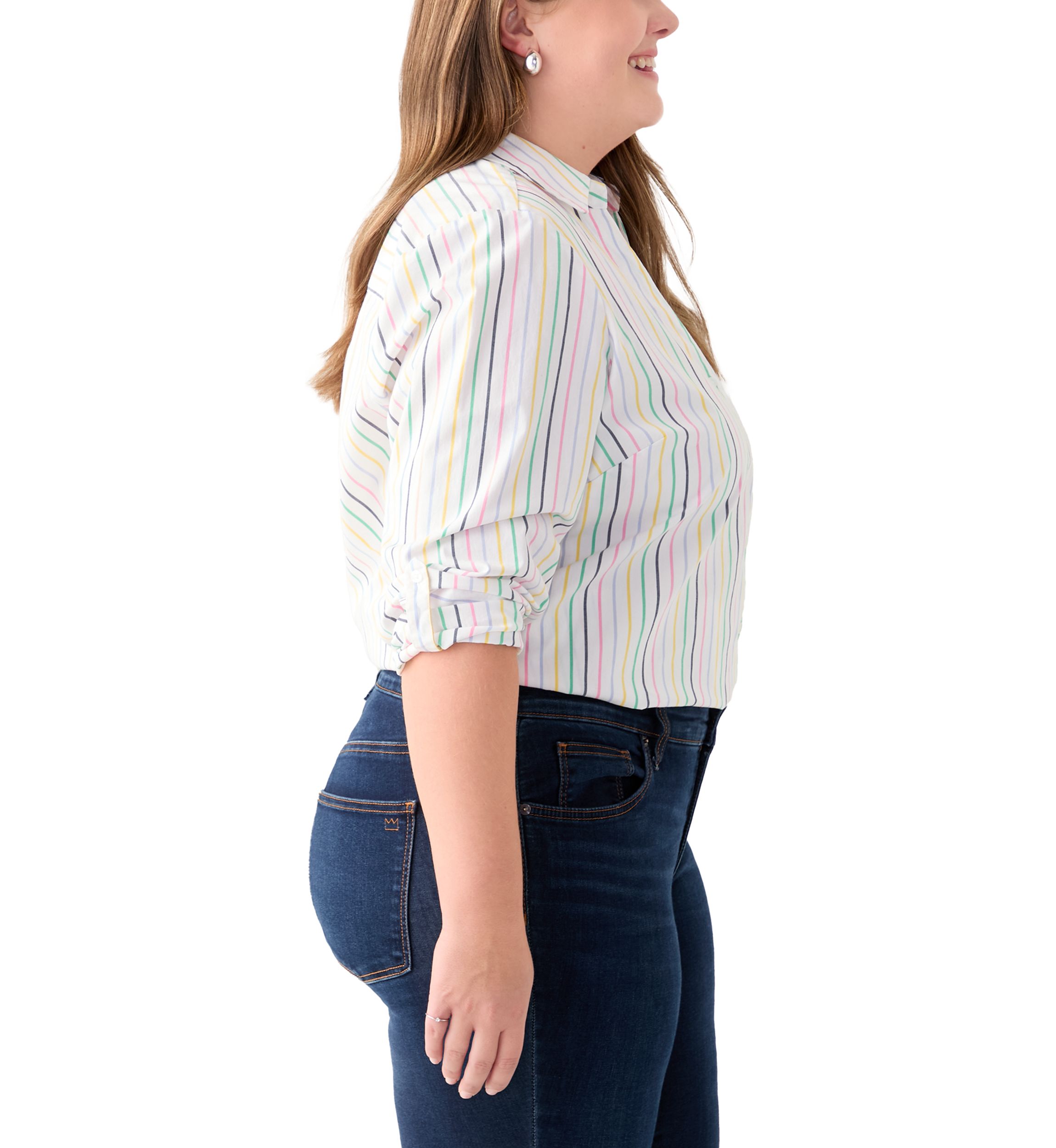 Plus Size Y-Neck Button Down Shirt 