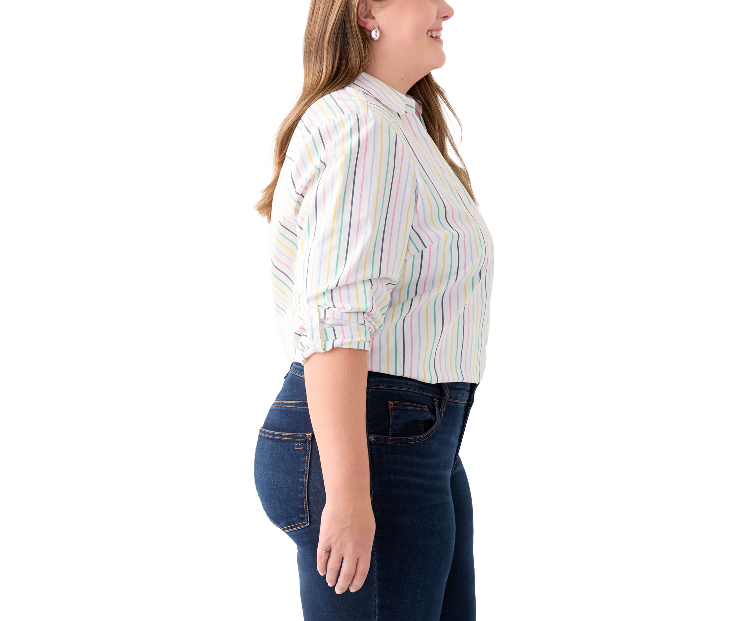 Plus Size Y-Neck Button Down Shirt 